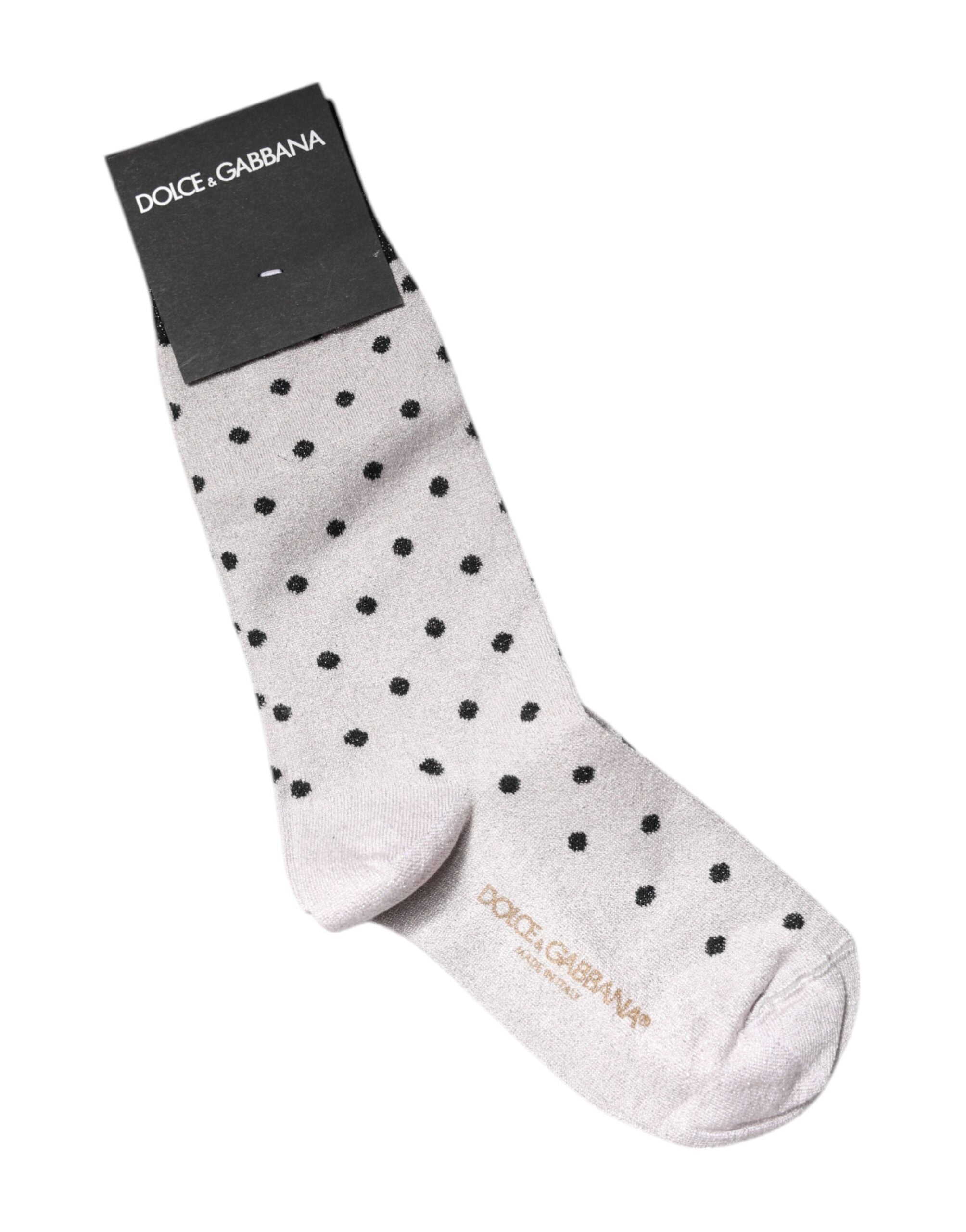 Dolce &amp; Gabbana Grå Viskose Stretch Prikkede Strømper