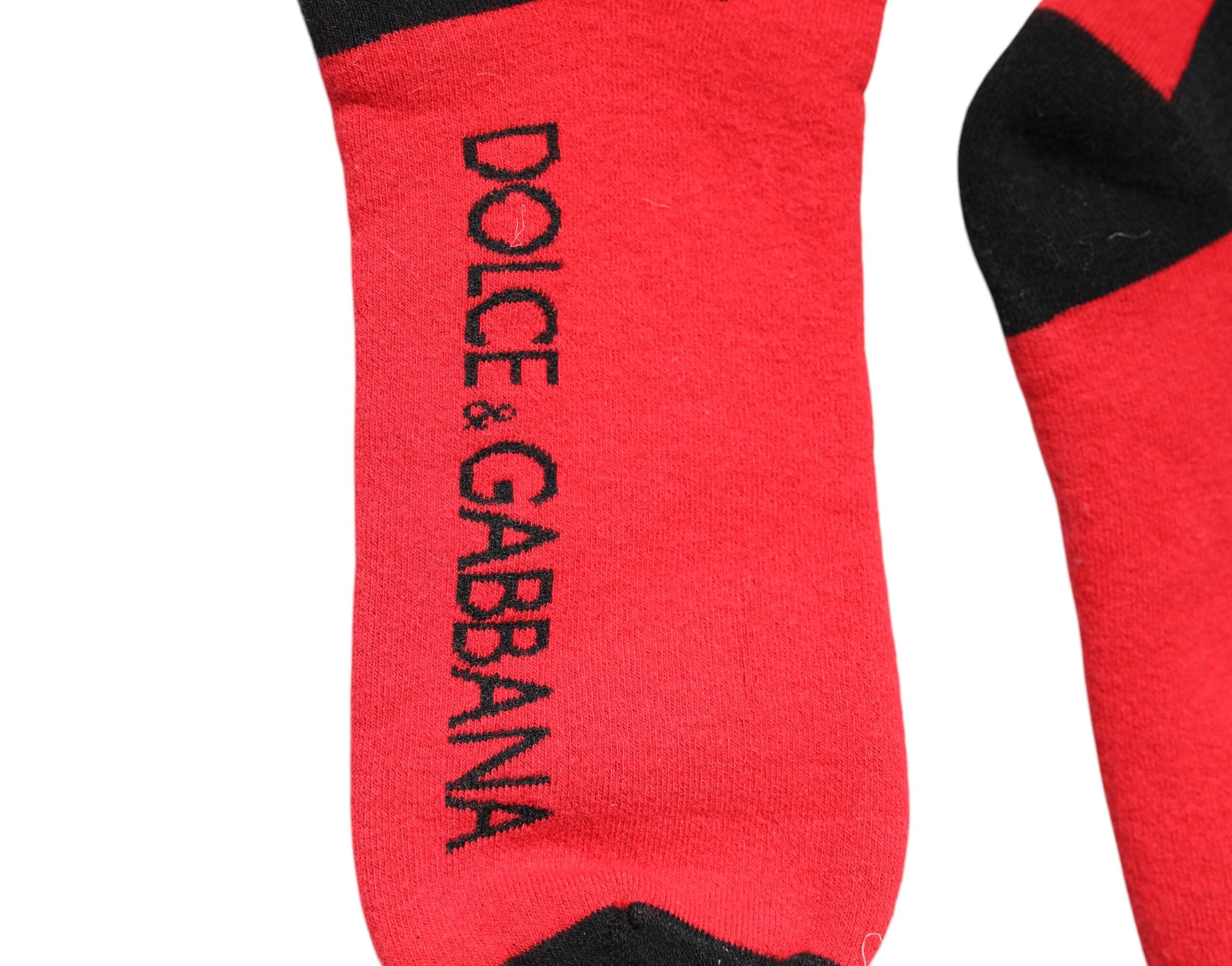 Dolce &amp; Gabbana Røde Bomuldsstrømper med Stretchprint