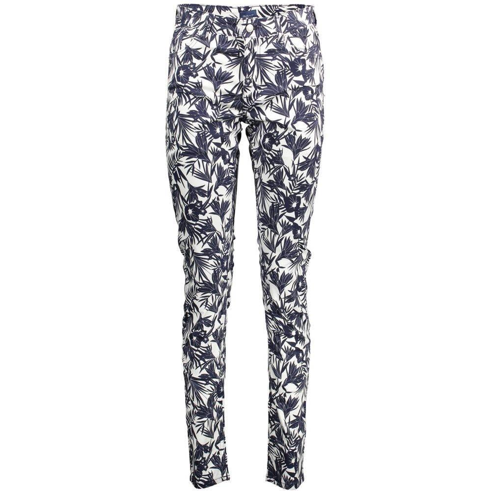 Gant Blue Cotton Women Slim Trouser - Hilstor