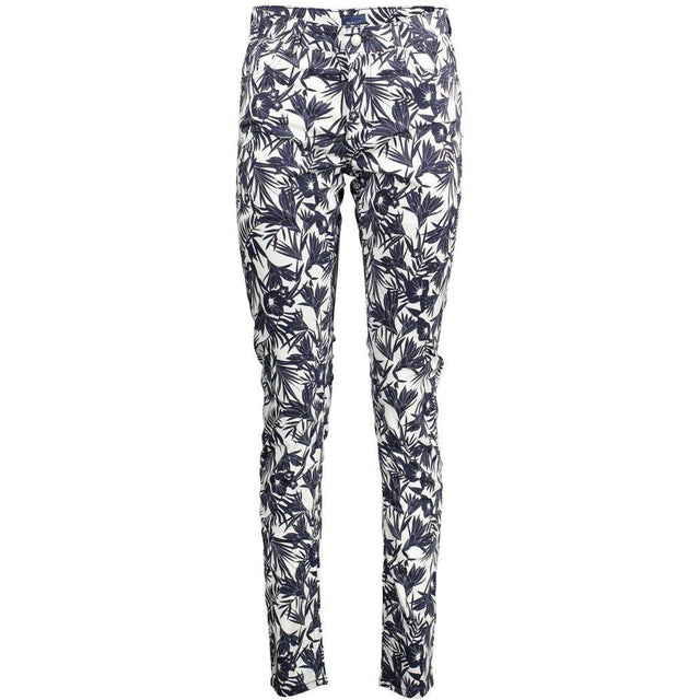 Gant Blue Cotton Women Slim Trouser - Hilstor