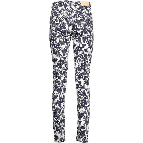 Gant Blue Cotton Women Slim Trouser - Hilstor