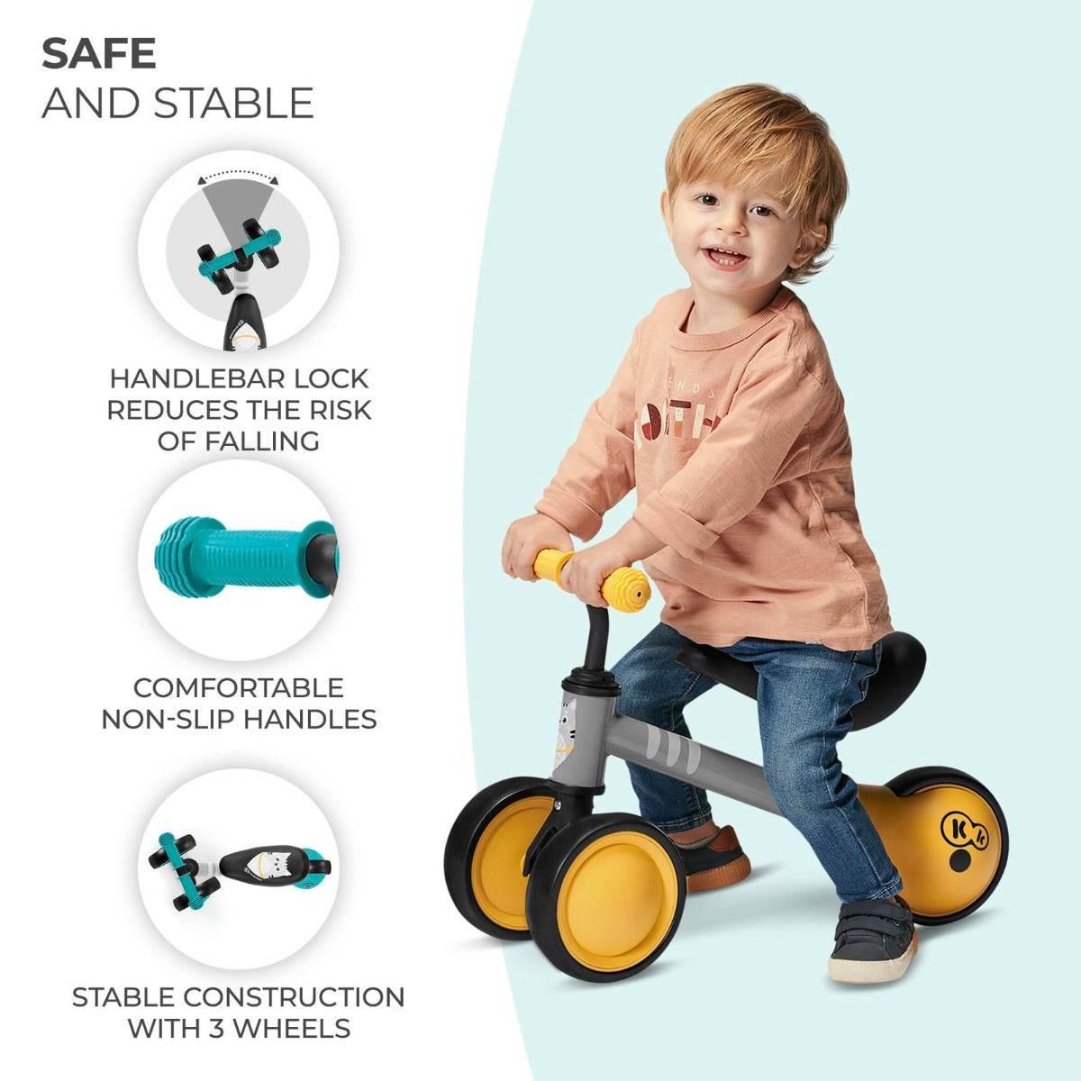 Balance Bike CUTIE – Turquoise | Adjustable First Bike for Toddlers | Lightweight & Safe Design - Hilstor