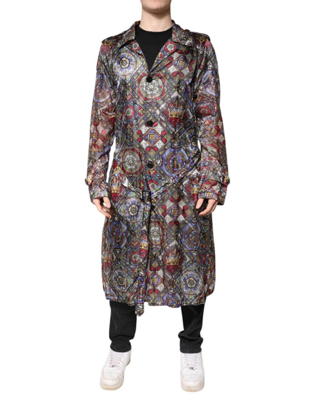 Dolce & Gabbana Multicolor Royal Bee Crown Trench Coat Jacket - Hilstor