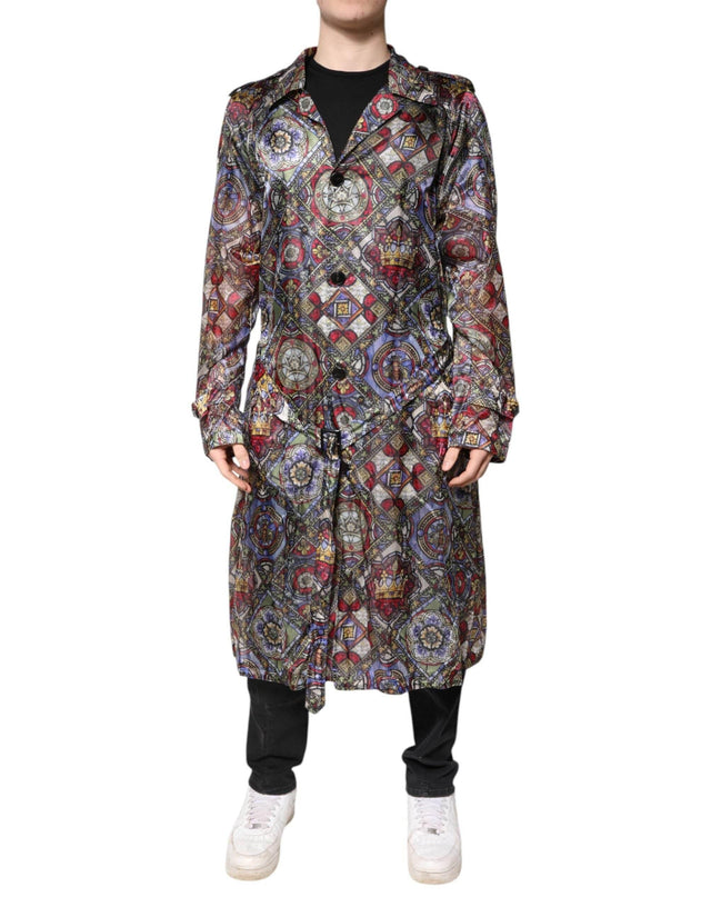 Dolce & Gabbana Multicolor Royal Bee Crown Trench Coat Jacket - Hilstor