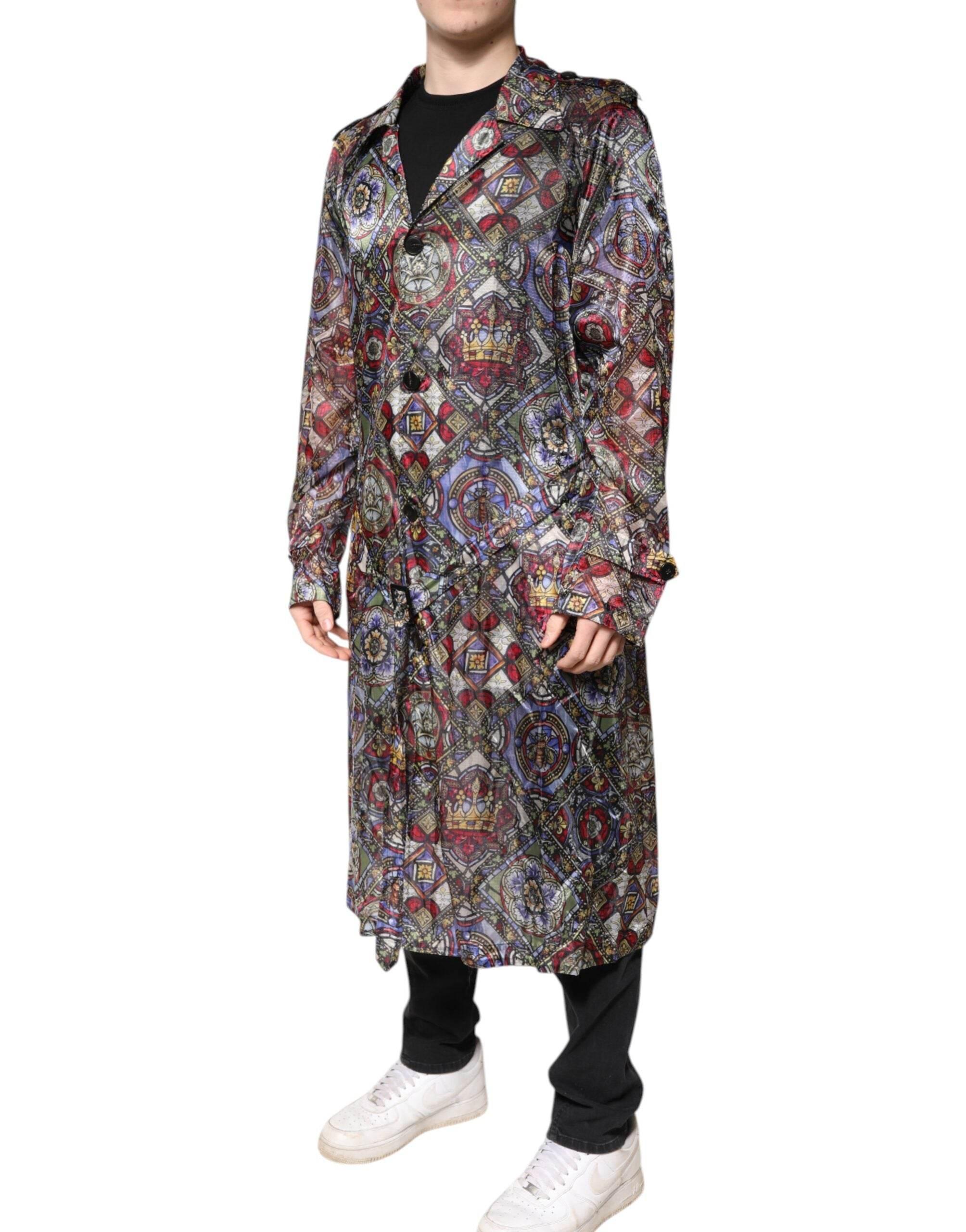 Dolce & Gabbana Multicolor Royal Bee Crown Trench Coat Jacket - Hilstor