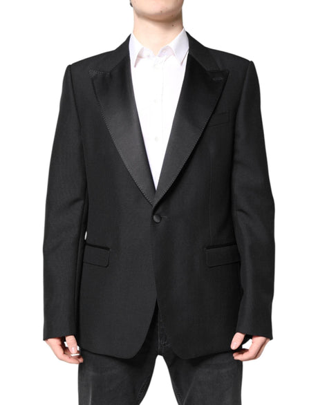 Dolce & Gabbana Black Wool Single Breasted Coat Blazer - Hilstor