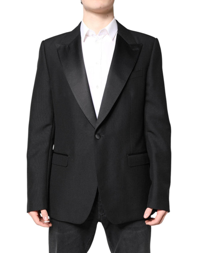 Dolce & Gabbana Black Wool Single Breasted Coat Blazer - Hilstor