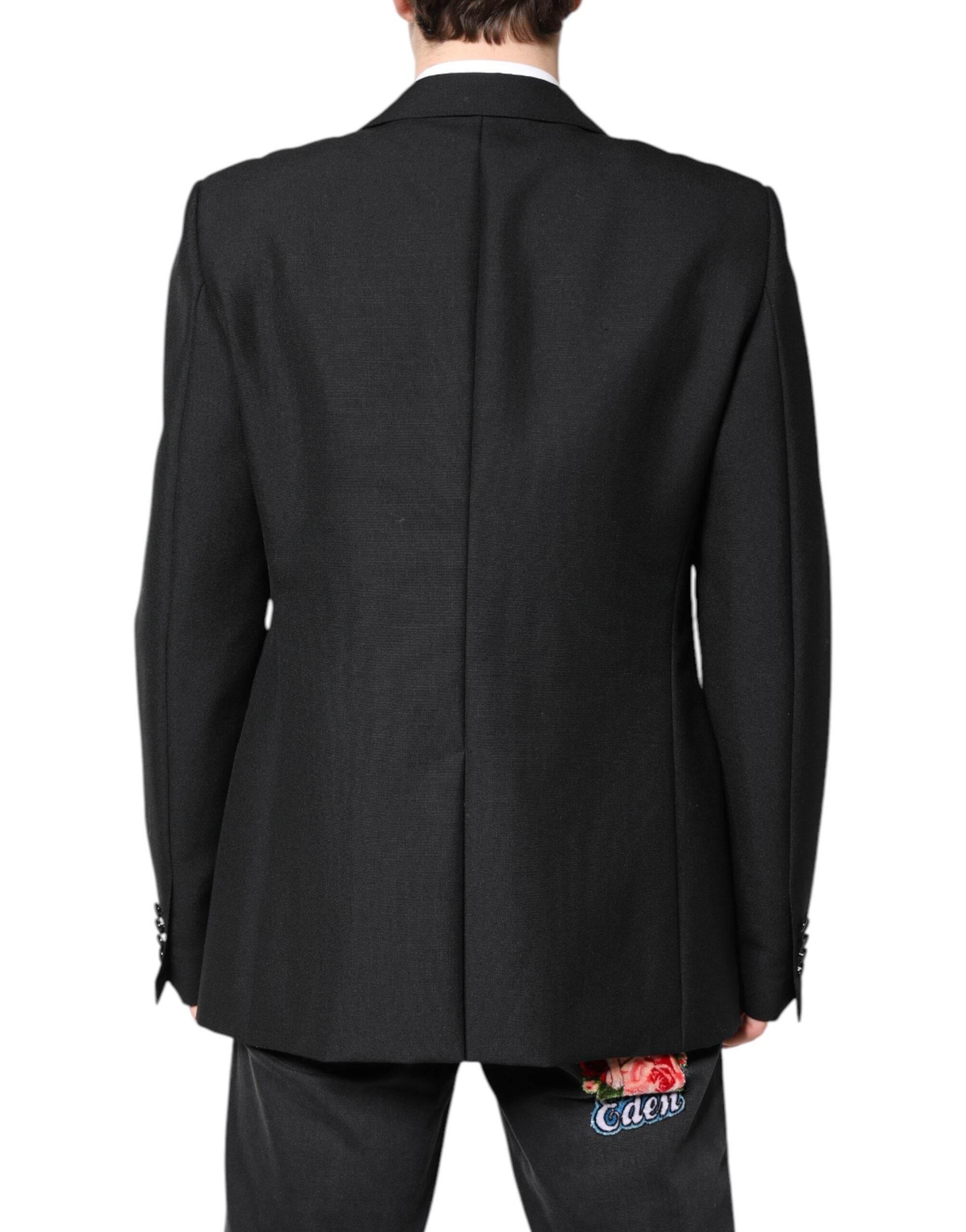 Dolce & Gabbana Black Wool Single Breasted Coat Blazer - Hilstor