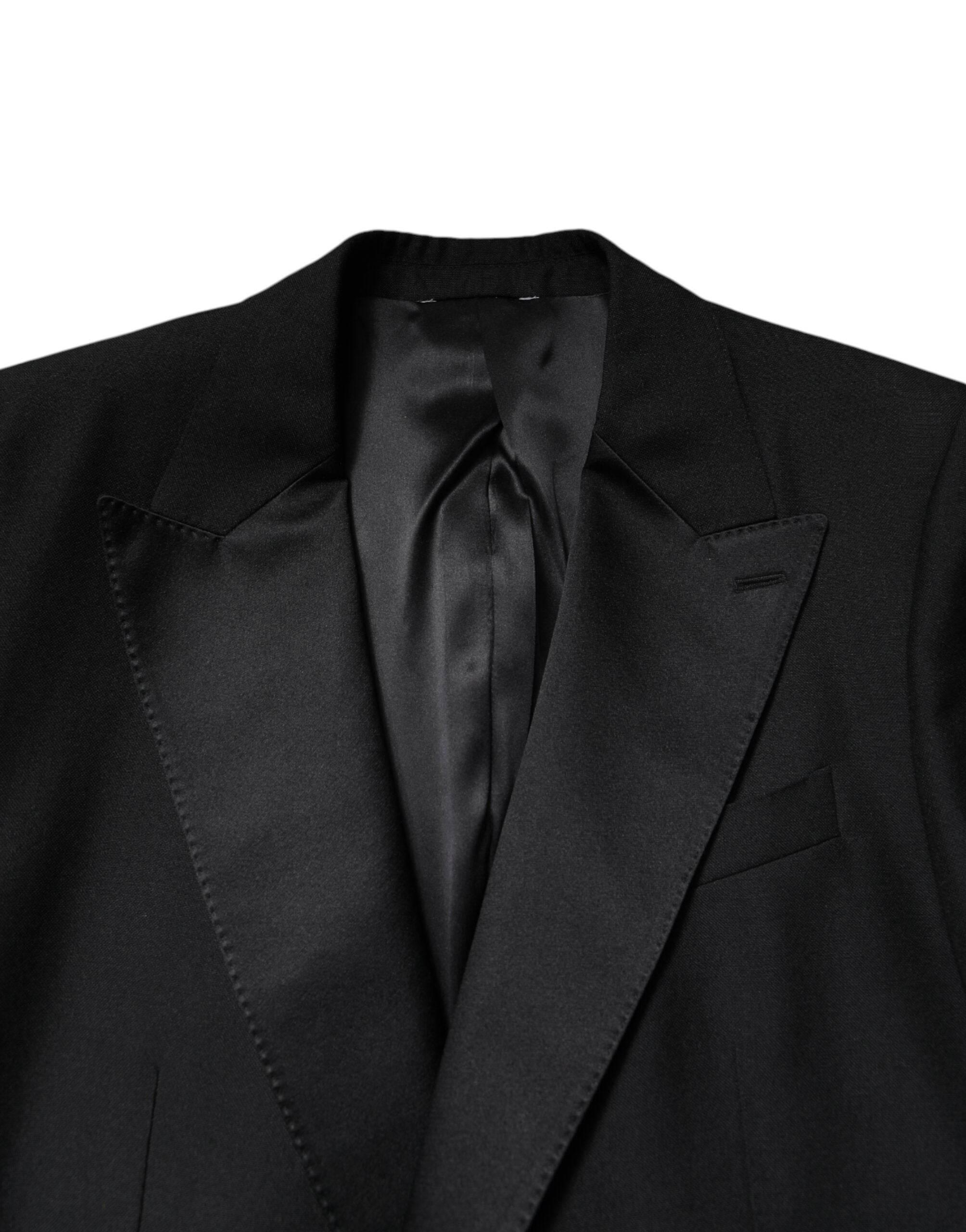 Dolce & Gabbana Black Wool Single Breasted Coat Blazer - Hilstor
