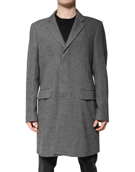 Dolce & Gabbana Gray Wool Single Breasted Trench Coat Jacket - Hilstor
