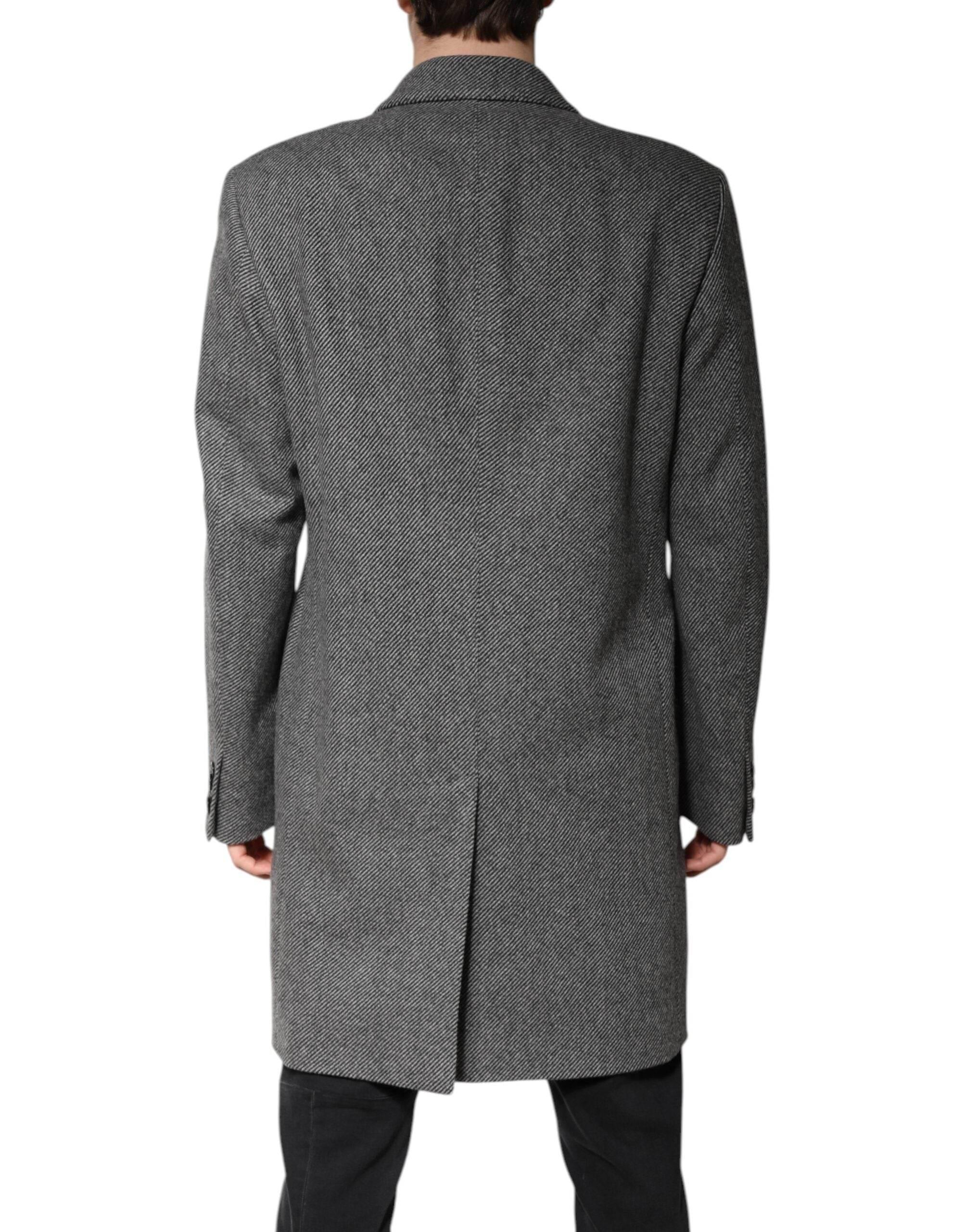 Dolce & Gabbana Gray Wool Single Breasted Trench Coat Jacket - Hilstor