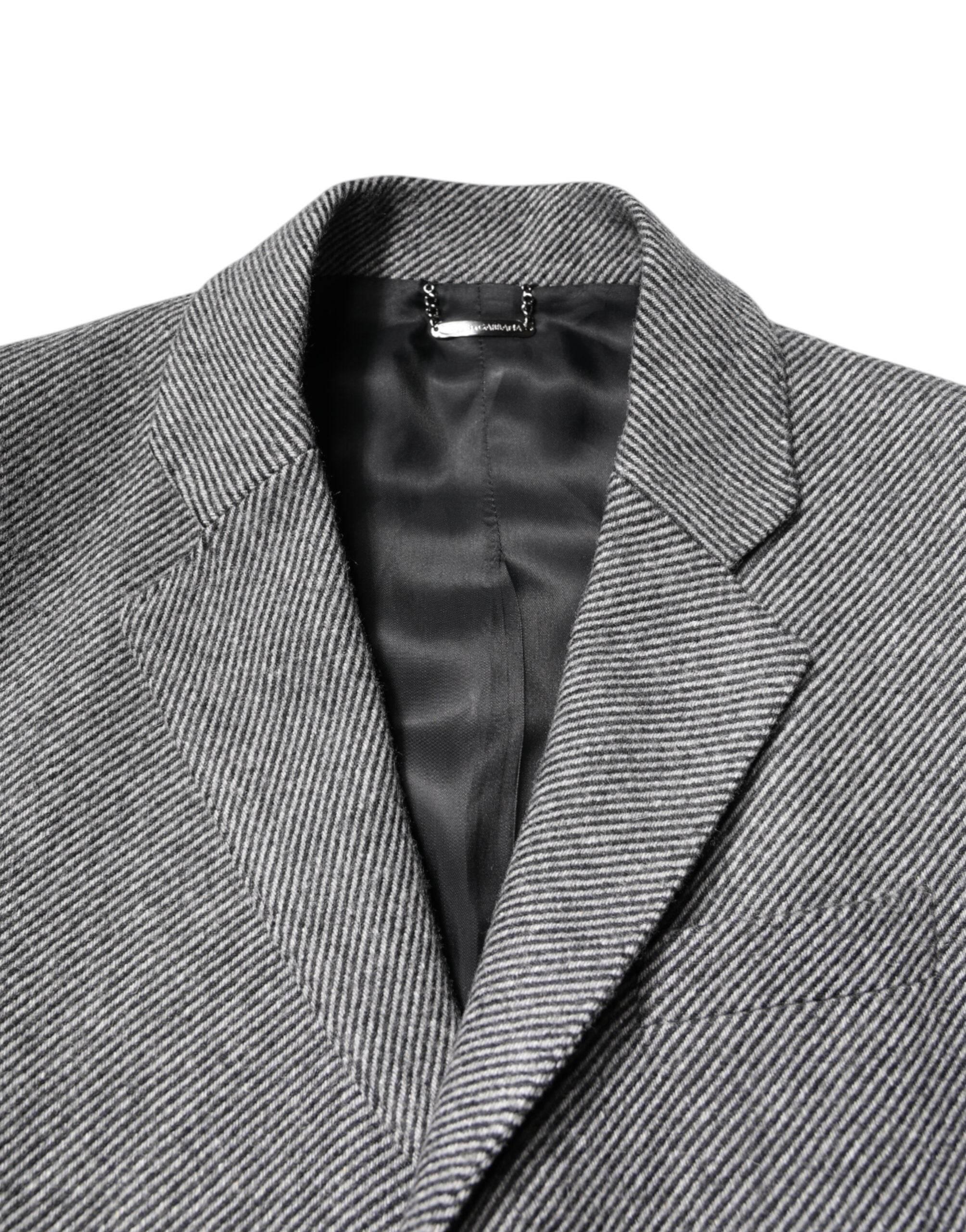 Dolce & Gabbana Gray Wool Single Breasted Trench Coat Jacket - Hilstor