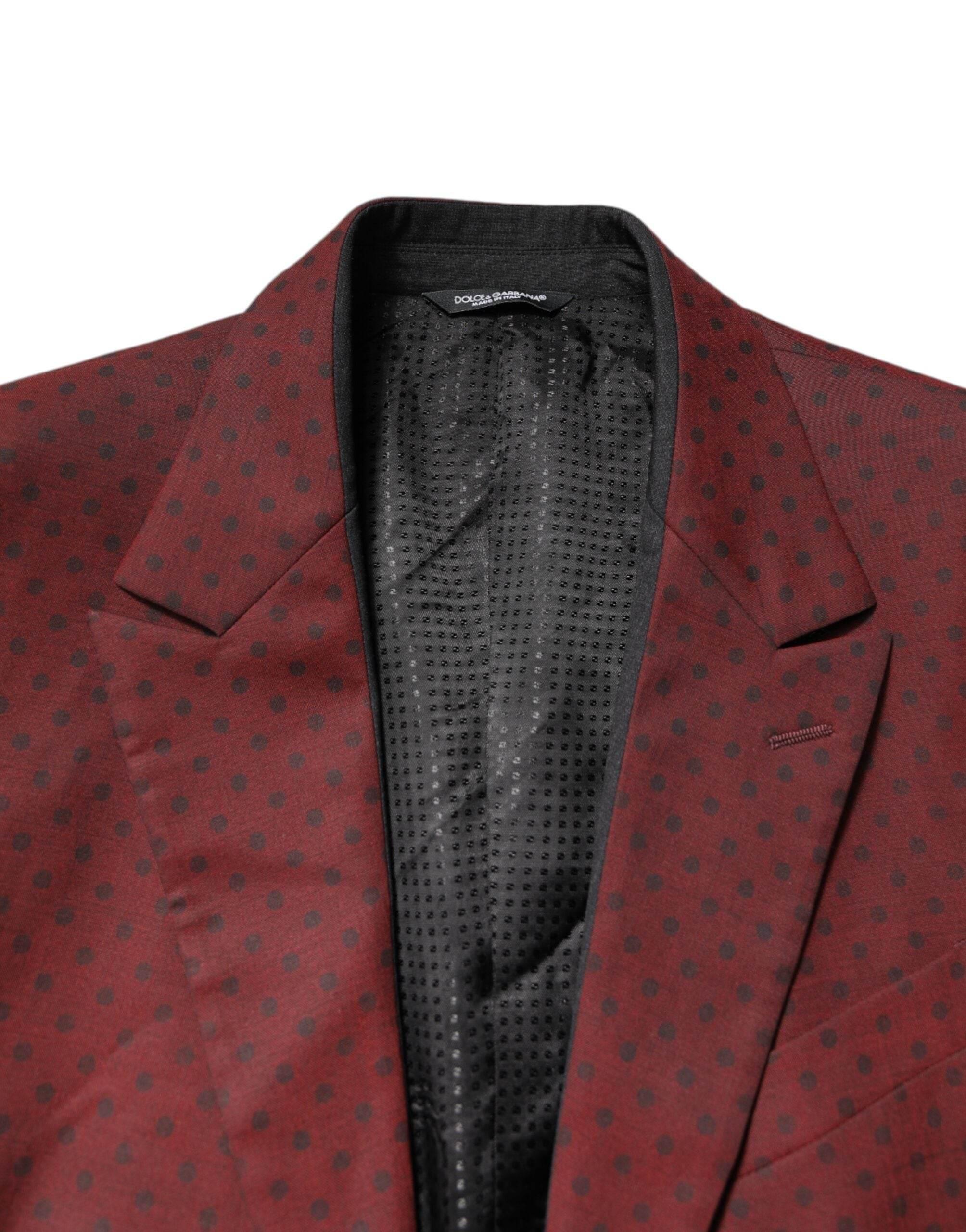 Dolce & Gabbana Maroon Wool Slim Fit Men Coat Jacket Blazer - Hilstor
