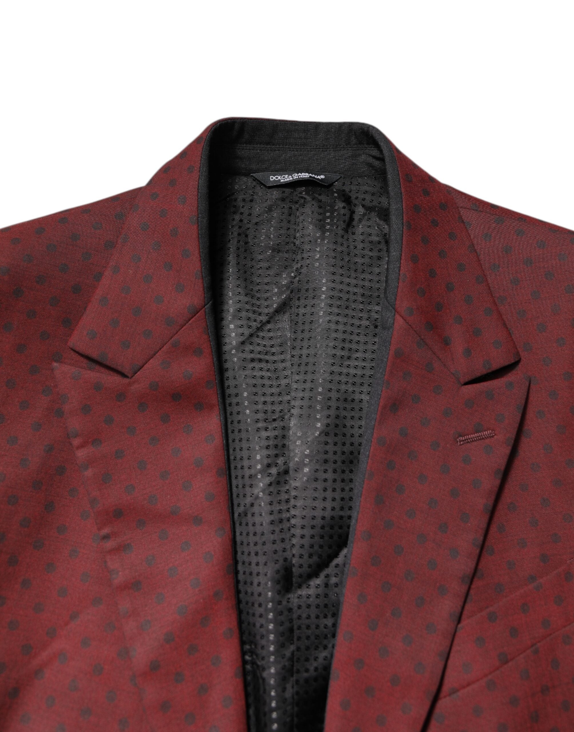 Dolce &amp; Gabbana Maroon Uld Slim Fit Herrefrakke Jakke Blazer
