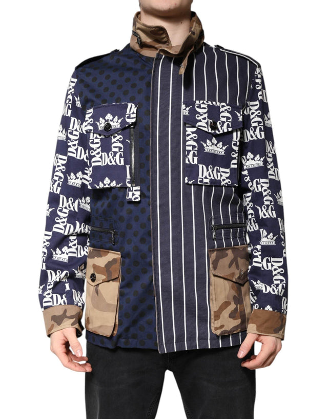 Dolce & Gabbana Multicolor Cotton Logo Patchwork Coat Jacket - Hilstor