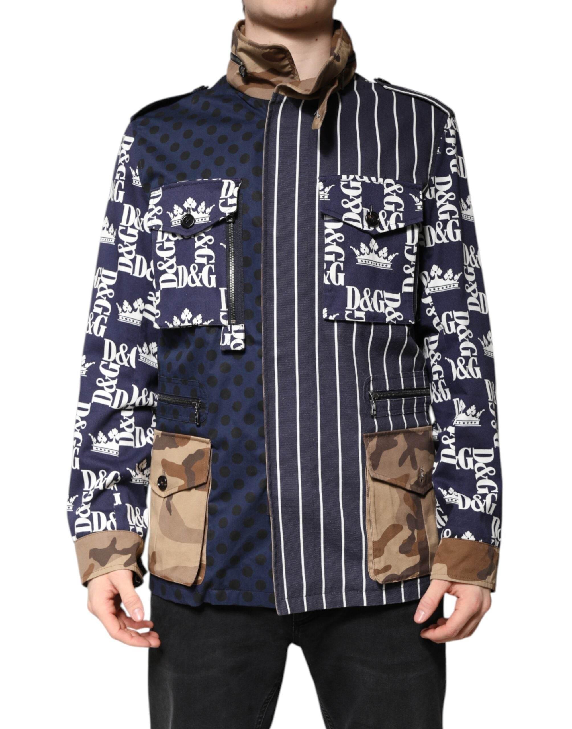 Dolce & Gabbana Multicolor Cotton Logo Patchwork Coat Jacket - Hilstor
