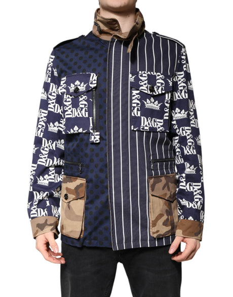 Dolce & Gabbana Multicolor Cotton Logo Patchwork Coat Jacket - Hilstor