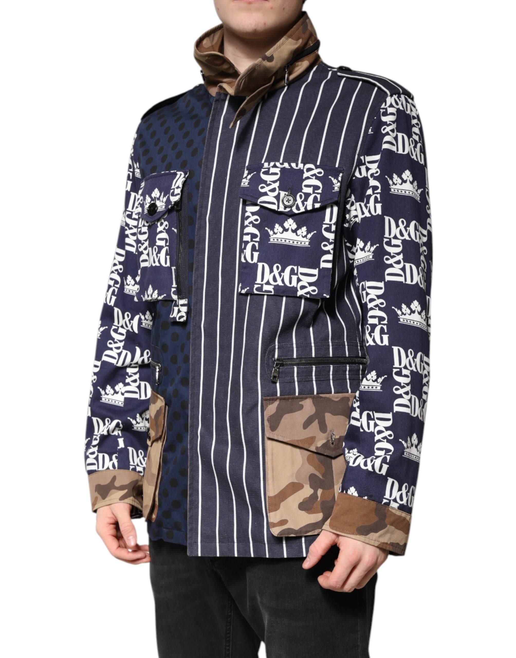 Dolce & Gabbana Multicolor Cotton Logo Patchwork Coat Jacket - Hilstor