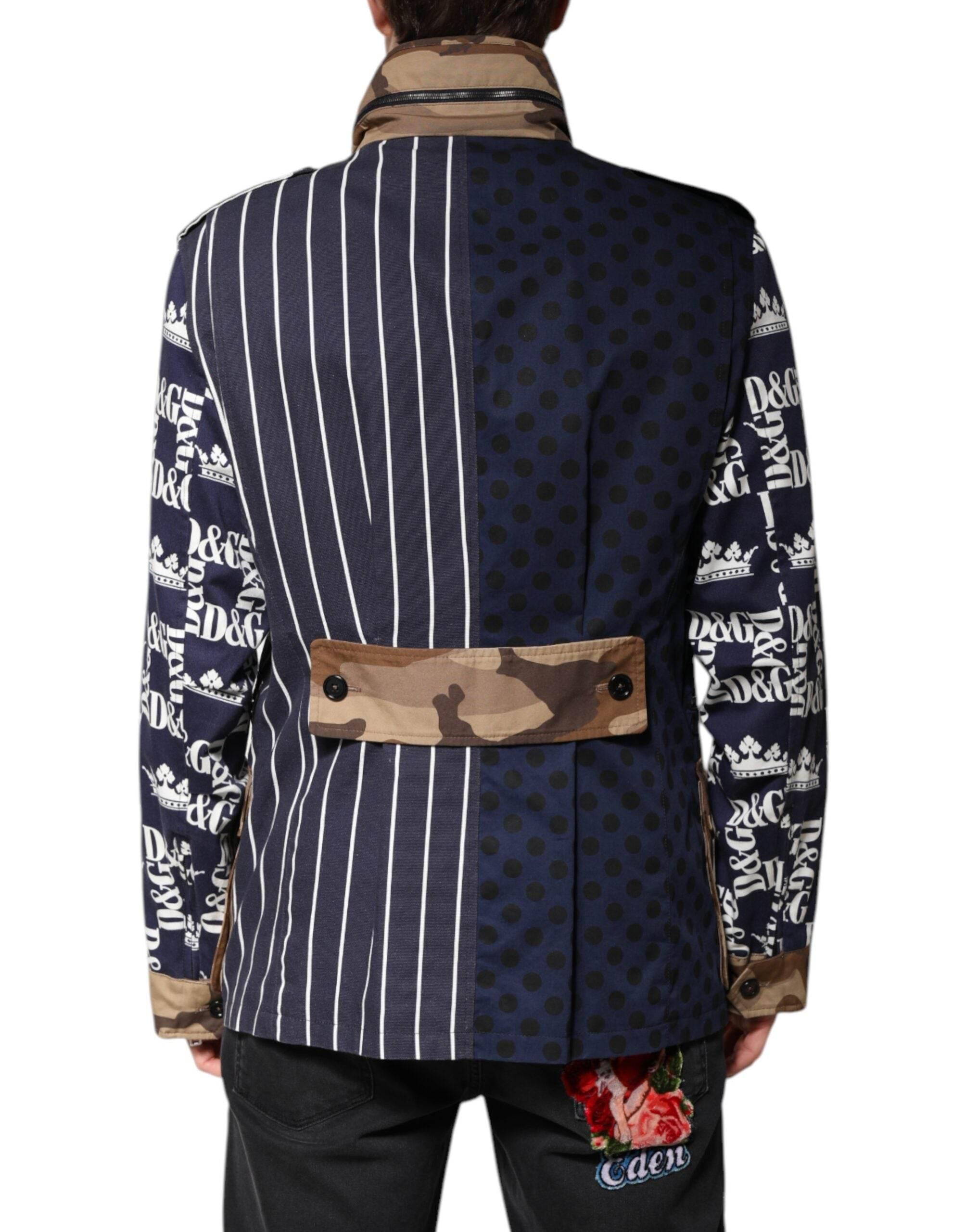 Dolce & Gabbana Multicolor Cotton Logo Patchwork Coat Jacket - Hilstor