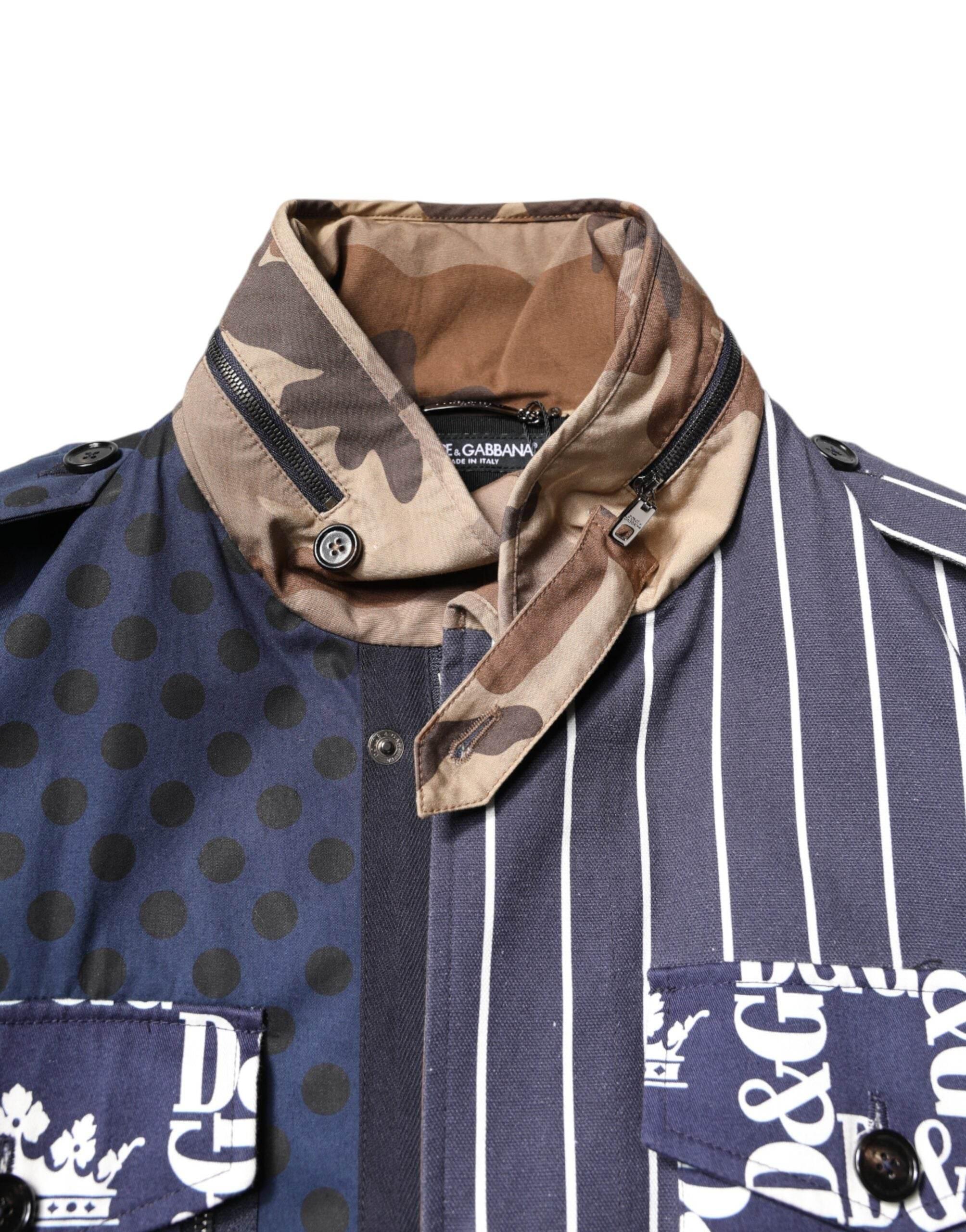 Dolce & Gabbana Multicolor Cotton Logo Patchwork Coat Jacket - Hilstor