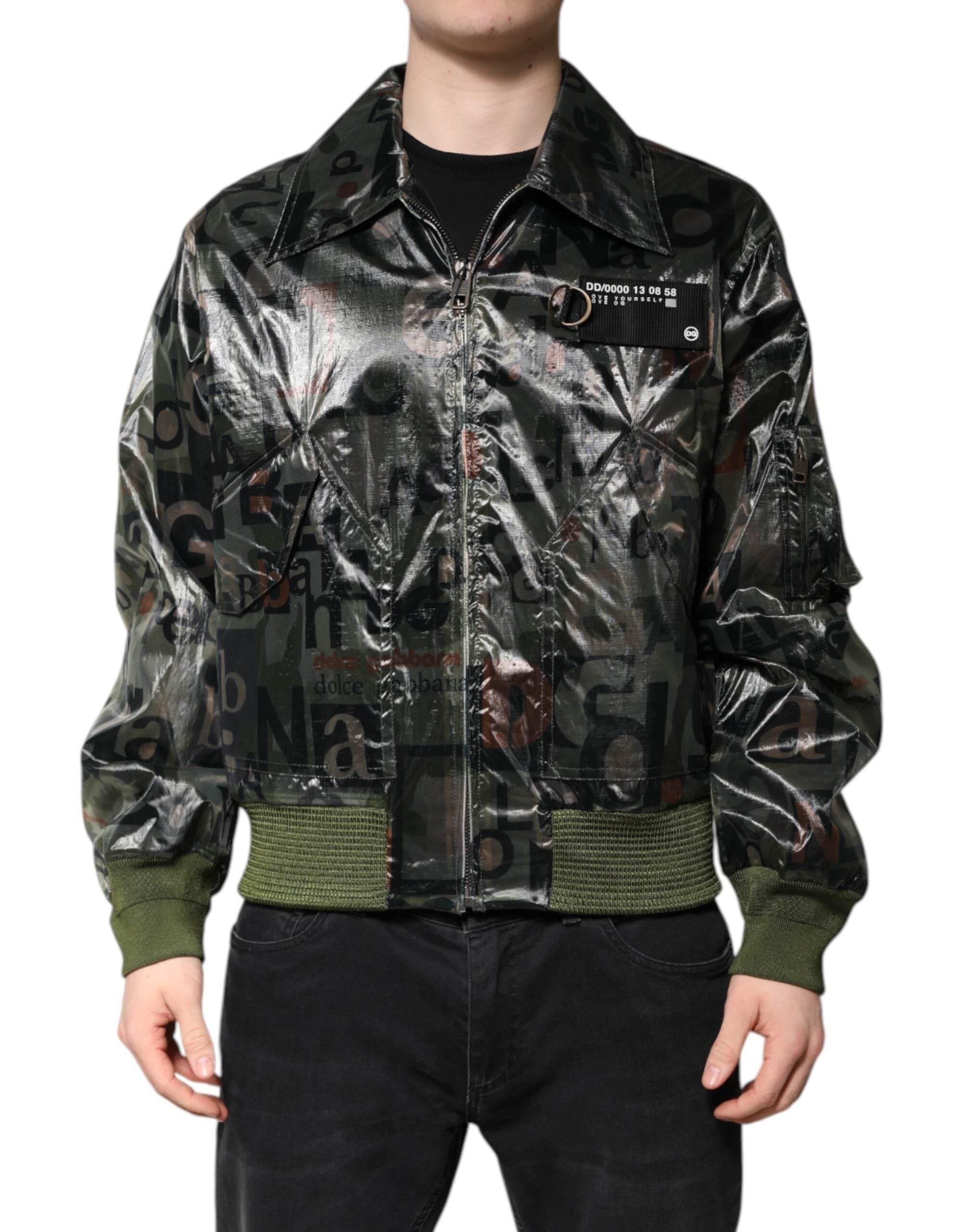 Dolce & Gabbana Green DG Logo Print Bomber Full Zip Jacket - Hilstor