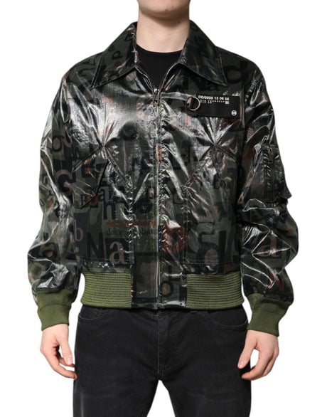 Dolce & Gabbana Green DG Logo Print Bomber Full Zip Jacket - Hilstor