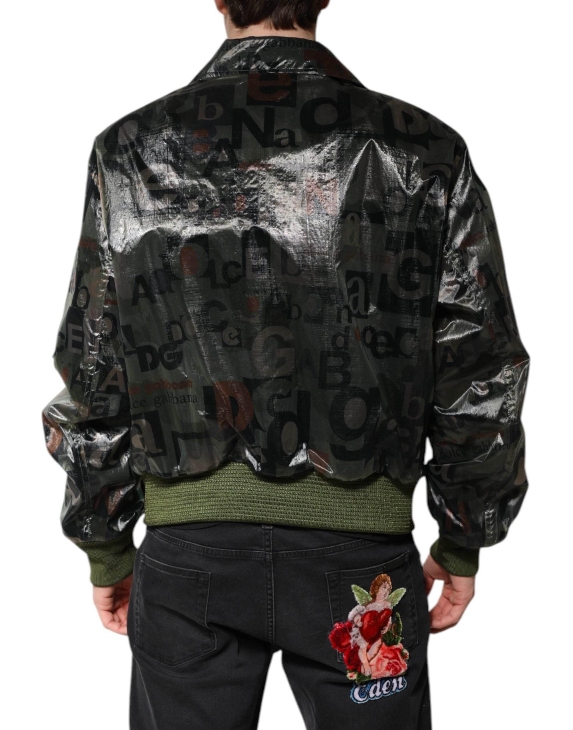 Dolce & Gabbana Green DG Logo Print Bomber Full Zip Jacket - Hilstor