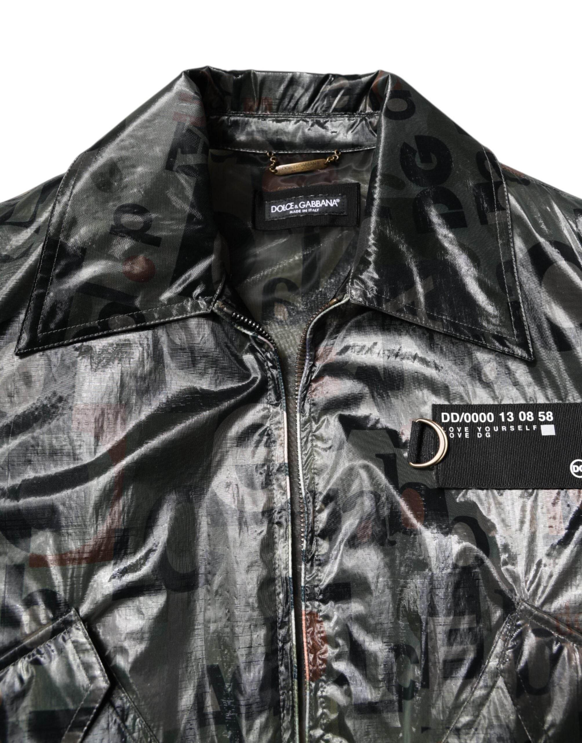 Dolce & Gabbana Green DG Logo Print Bomber Full Zip Jacket - Hilstor