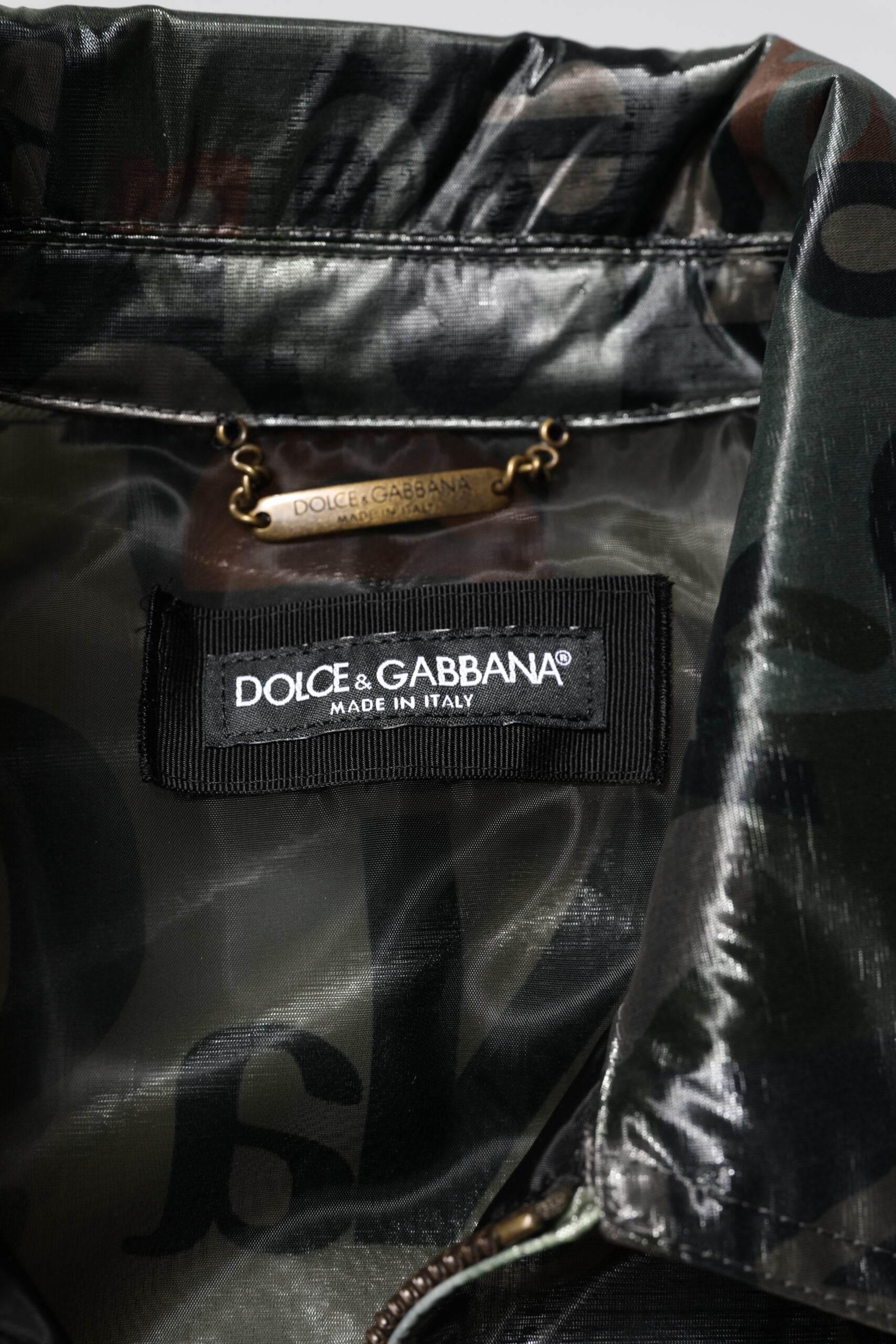 Dolce & Gabbana Green DG Logo Print Bomber Full Zip Jacket - Hilstor