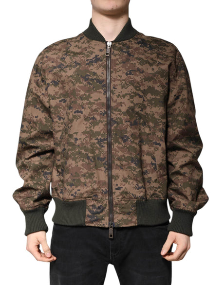 Dolce & Gabbana Brown Camouflage Bomber Full Zip Jacket - Hilstor