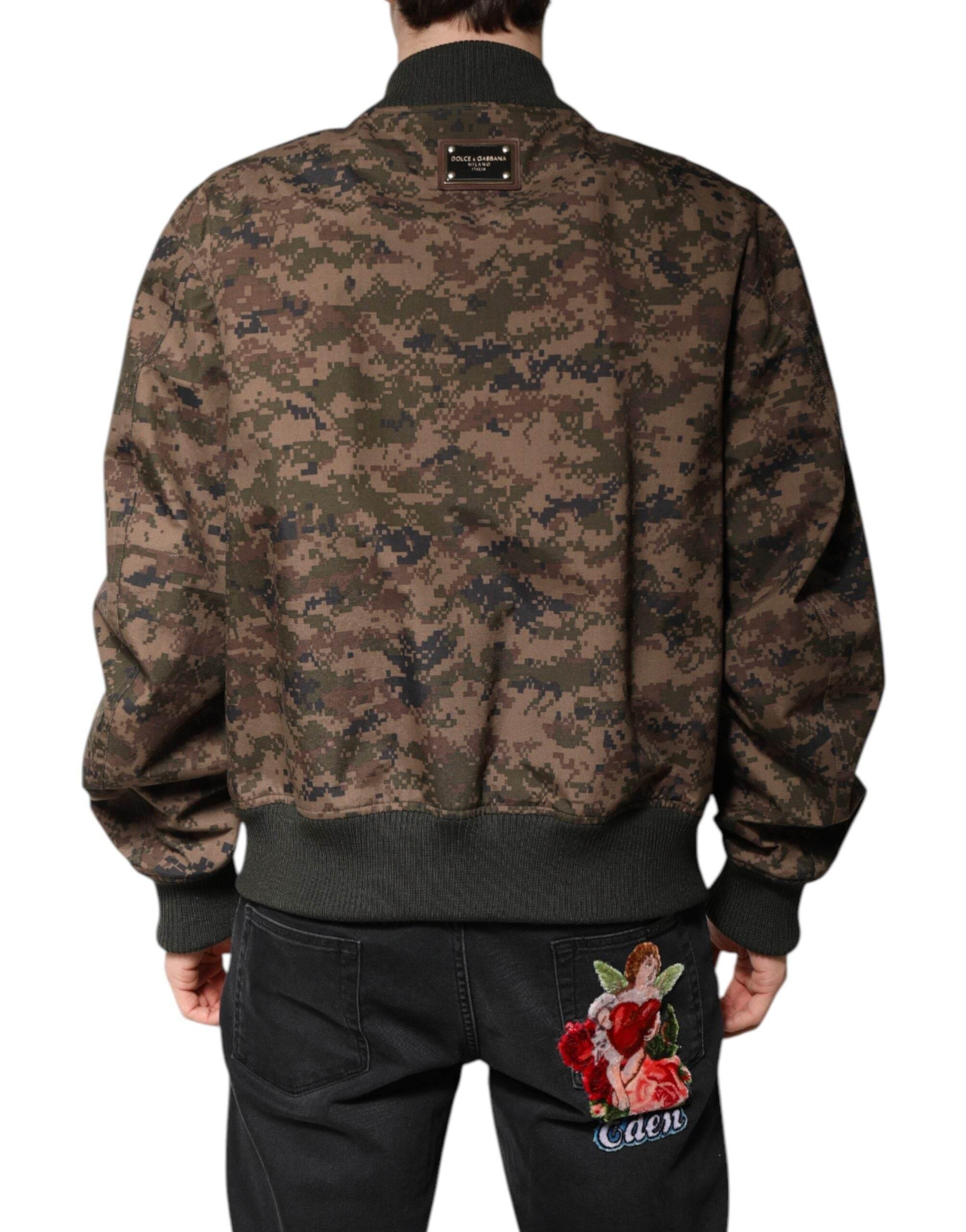 Dolce & Gabbana Brown Camouflage Bomber Full Zip Jacket - Hilstor