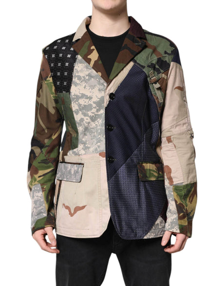 Dolce & Gabbana Multicolor Camouflage Patchwork Coat Blazer - Hilstor
