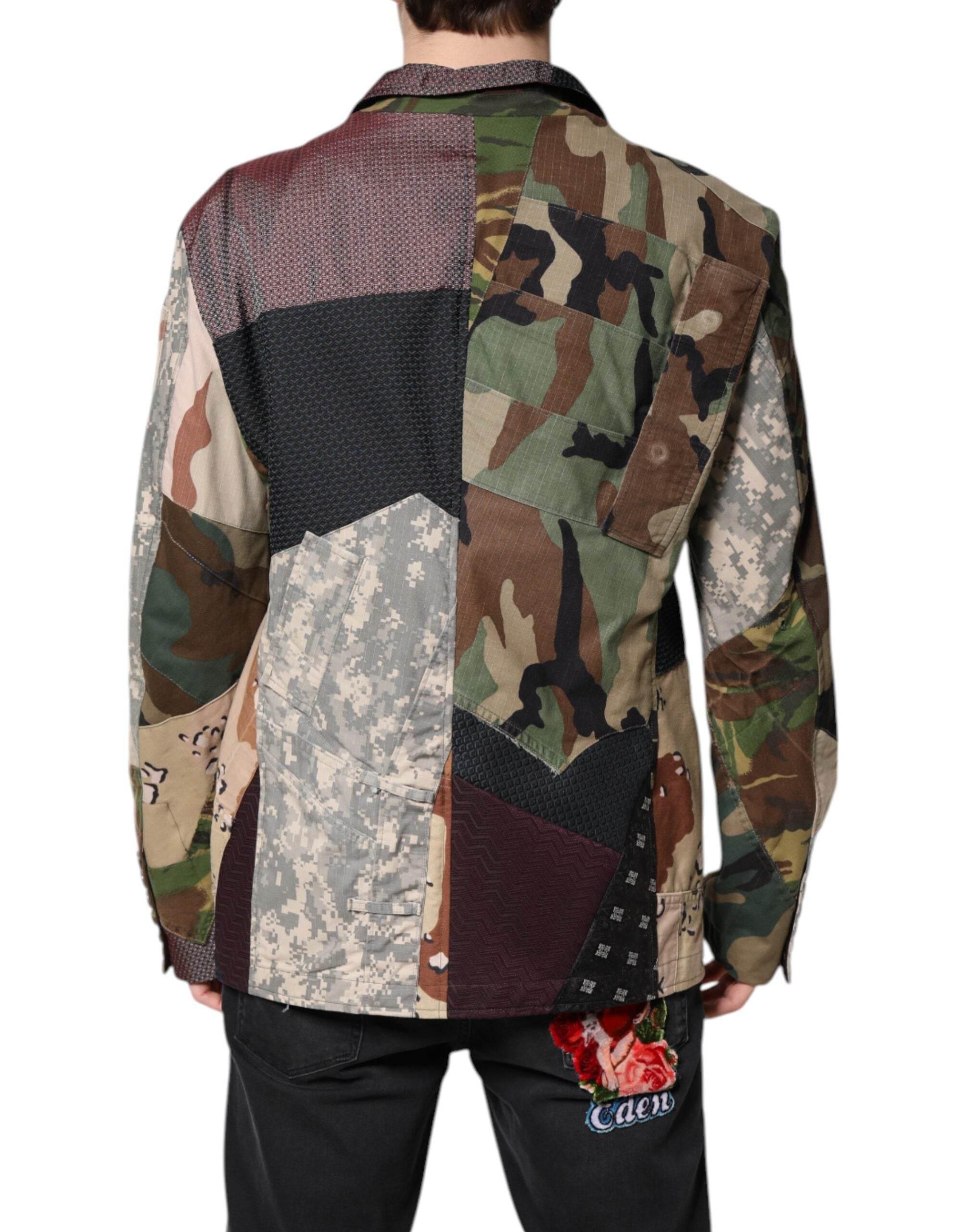Dolce & Gabbana Multicolor Camouflage Patchwork Coat Blazer - Hilstor
