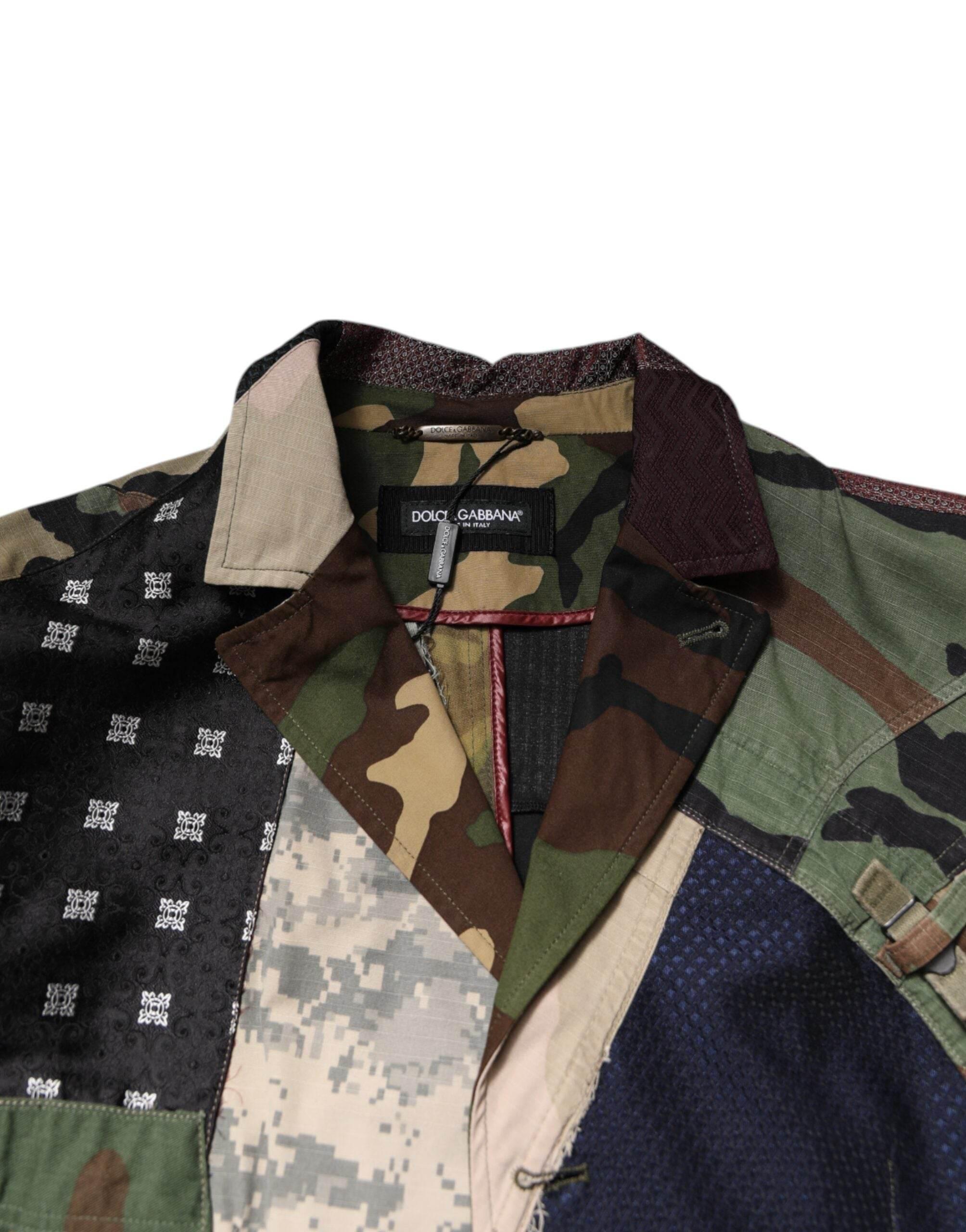 Dolce & Gabbana Multicolor Camouflage Patchwork Coat Blazer - Hilstor
