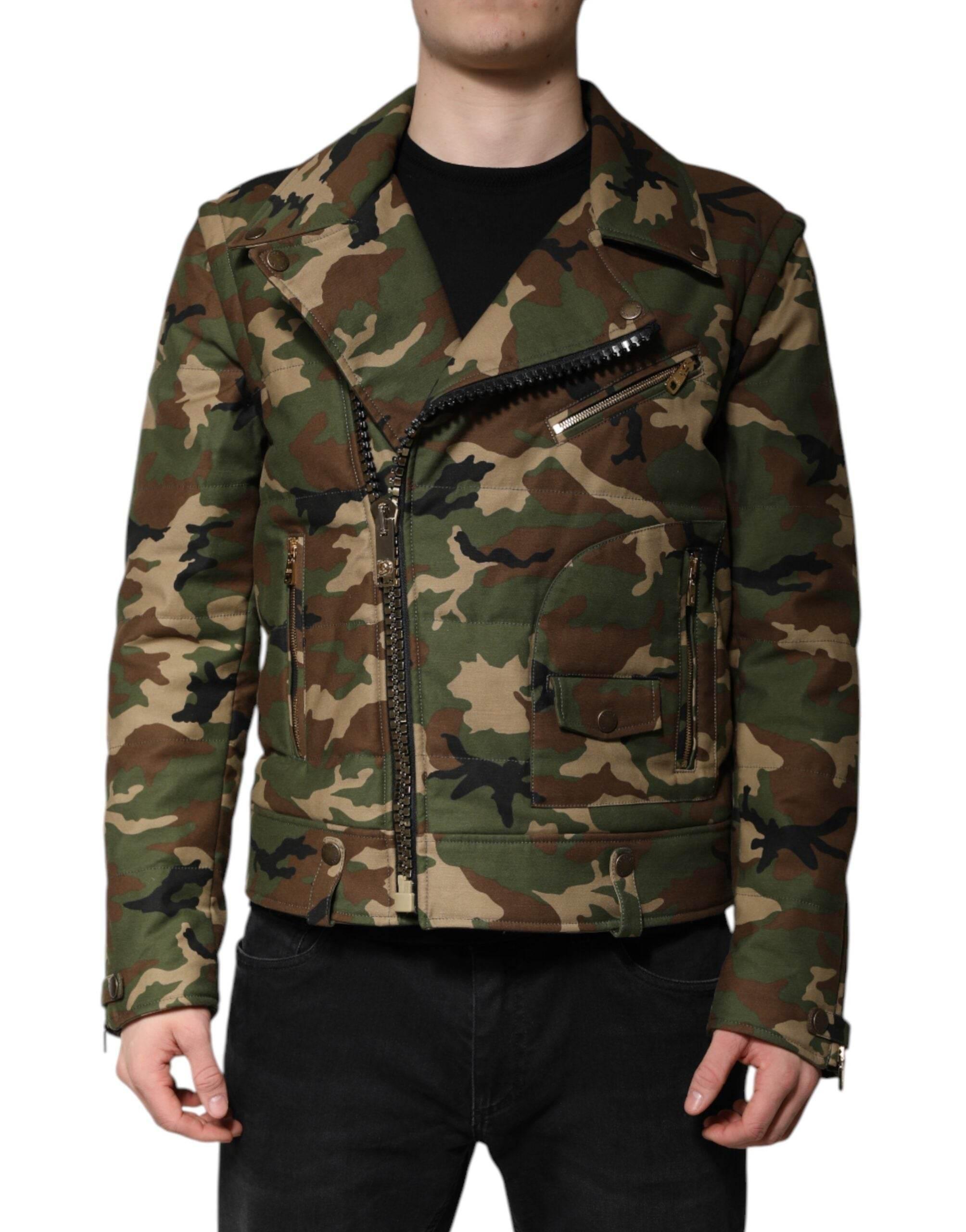 Dolce & Gabbana Multicolor Camouflage Nylon Biker Jacket - Hilstor