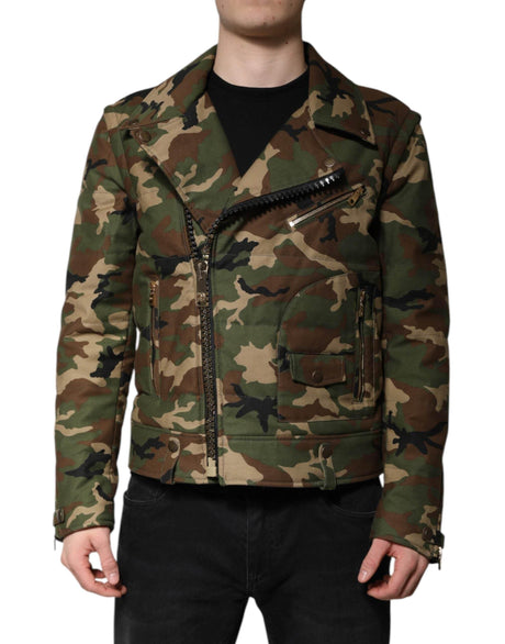 Dolce & Gabbana Multicolor Camouflage Nylon Biker Jacket - Hilstor