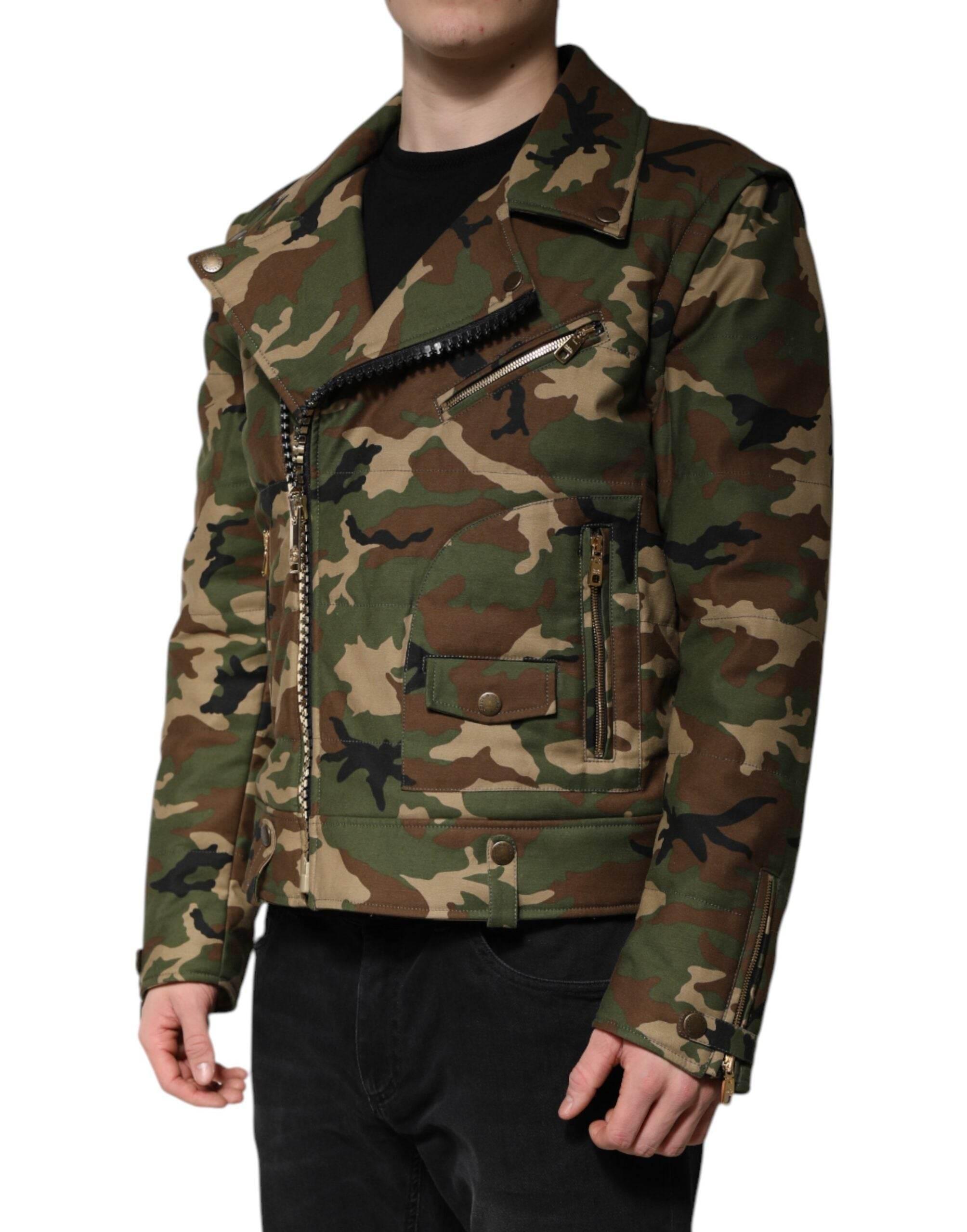 Dolce & Gabbana Multicolor Camouflage Nylon Biker Jacket - Hilstor