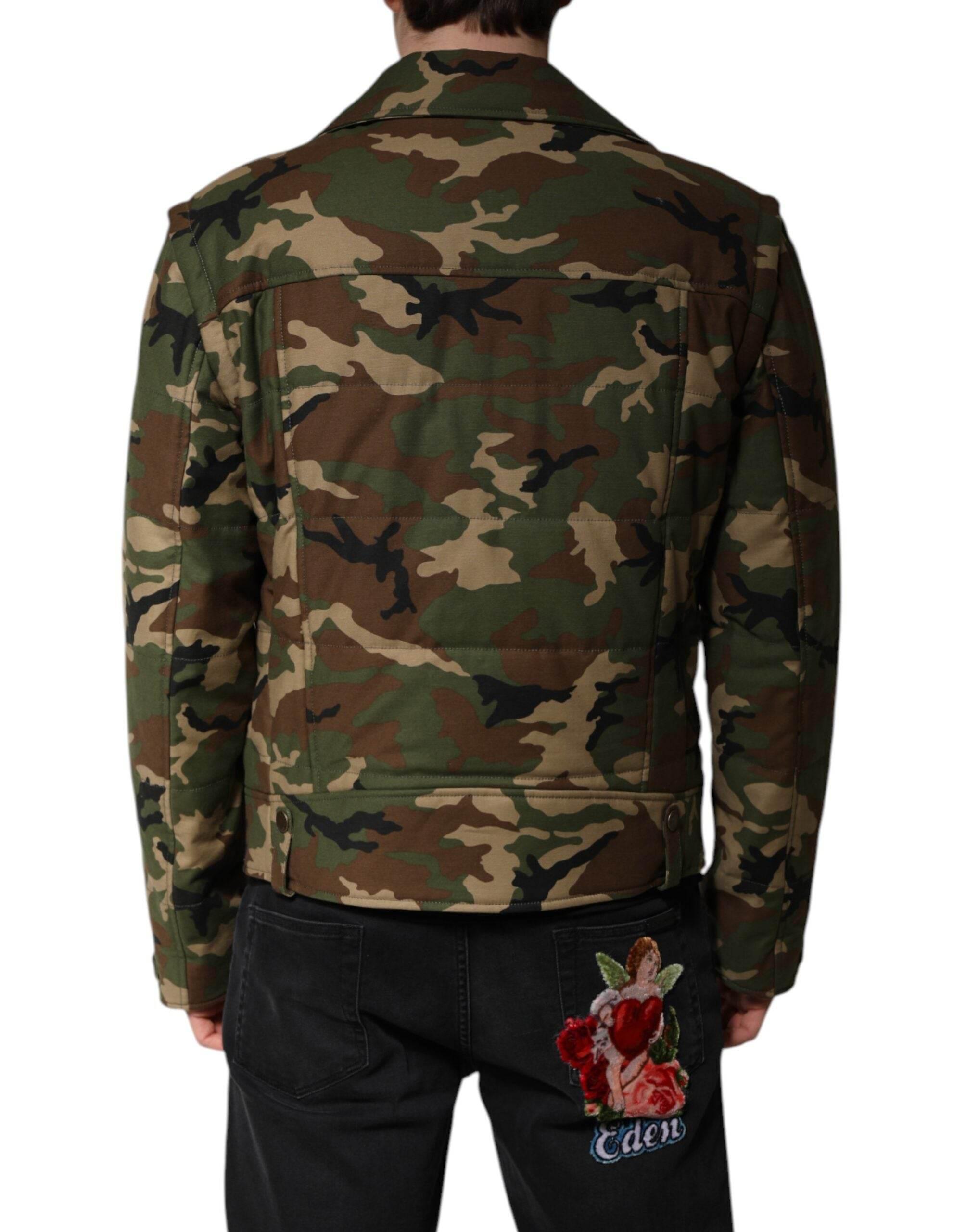 Dolce & Gabbana Multicolor Camouflage Nylon Biker Jacket - Hilstor