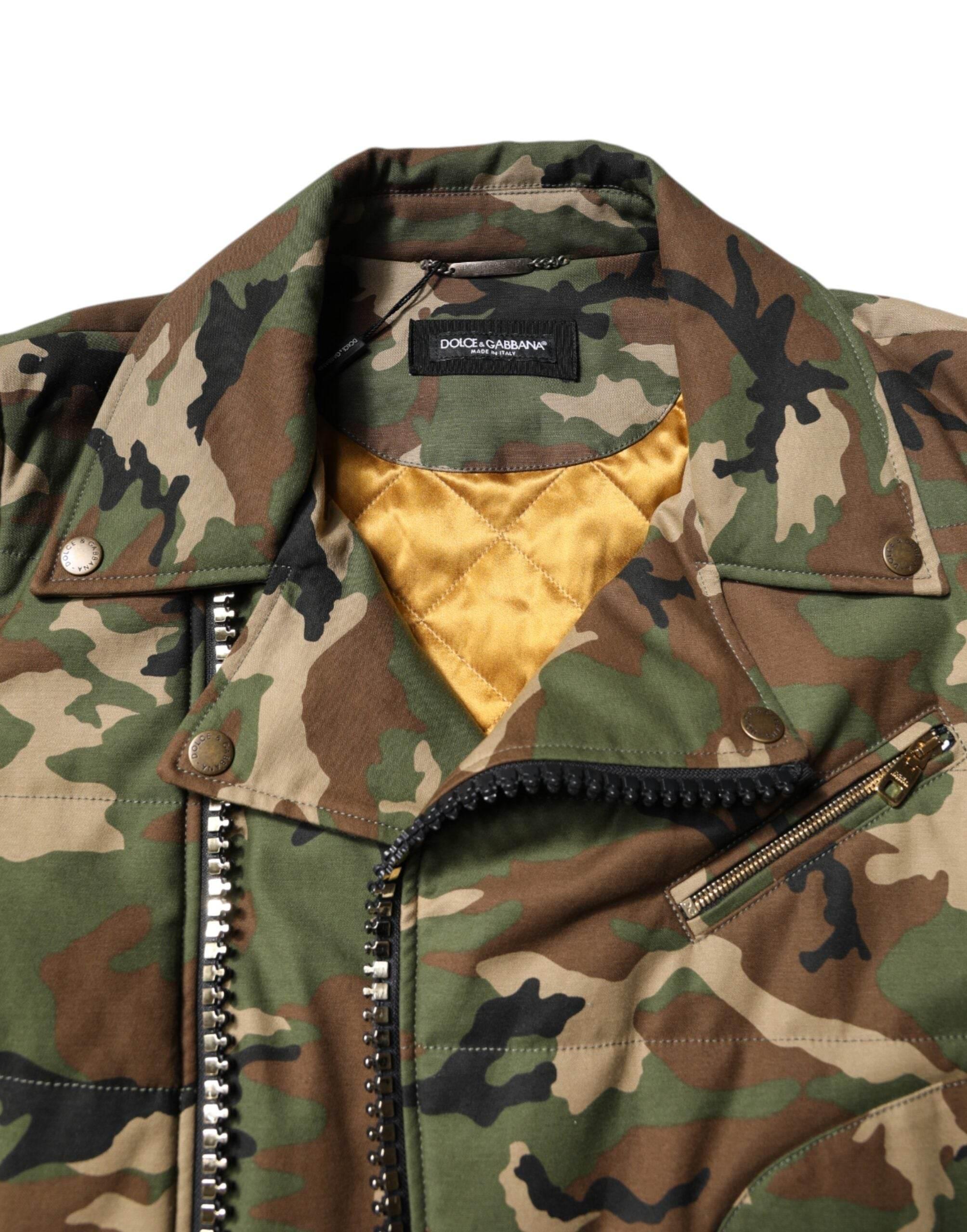 Dolce & Gabbana Multicolor Camouflage Nylon Biker Jacket - Hilstor