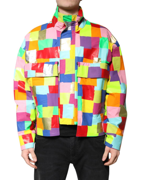 Dolce & Gabbana Multicolor Cotton Full Zip Men Biker Jacket - Hilstor