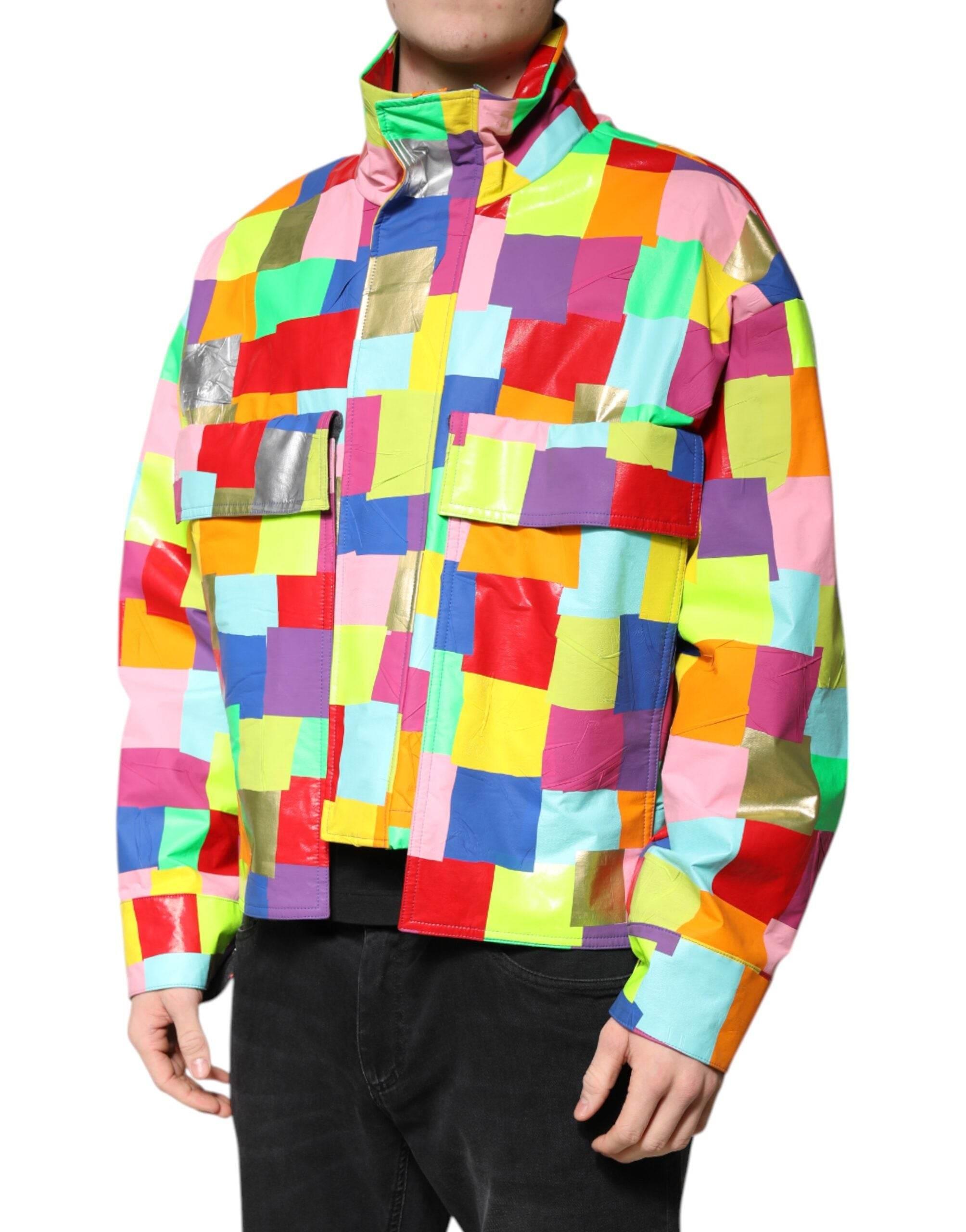 Dolce & Gabbana Multicolor Cotton Full Zip Men Biker Jacket - Hilstor