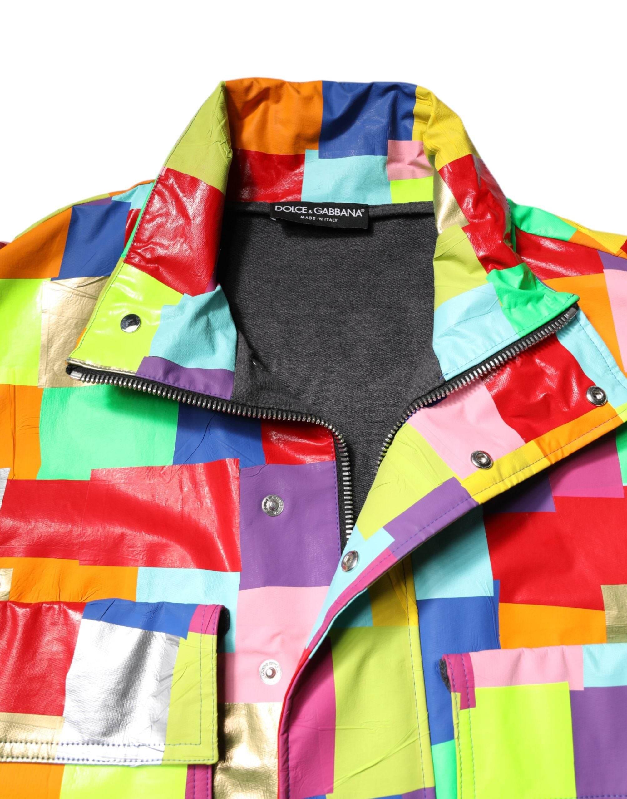 Dolce & Gabbana Multicolor Cotton Full Zip Men Biker Jacket - Hilstor