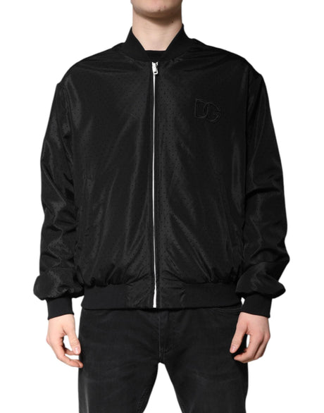 Dolce & Gabbana Black Long Sleeves Full Zip Bomber Jacket - Hilstor