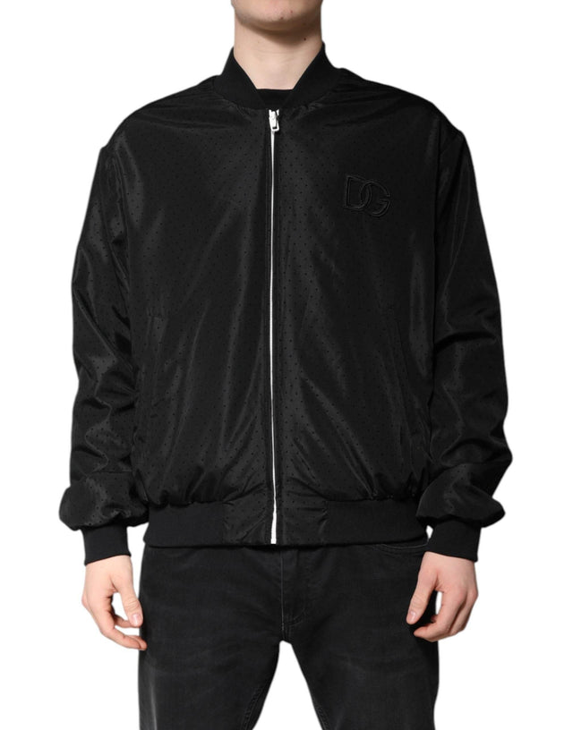 Dolce & Gabbana Black Long Sleeves Full Zip Bomber Jacket - Hilstor