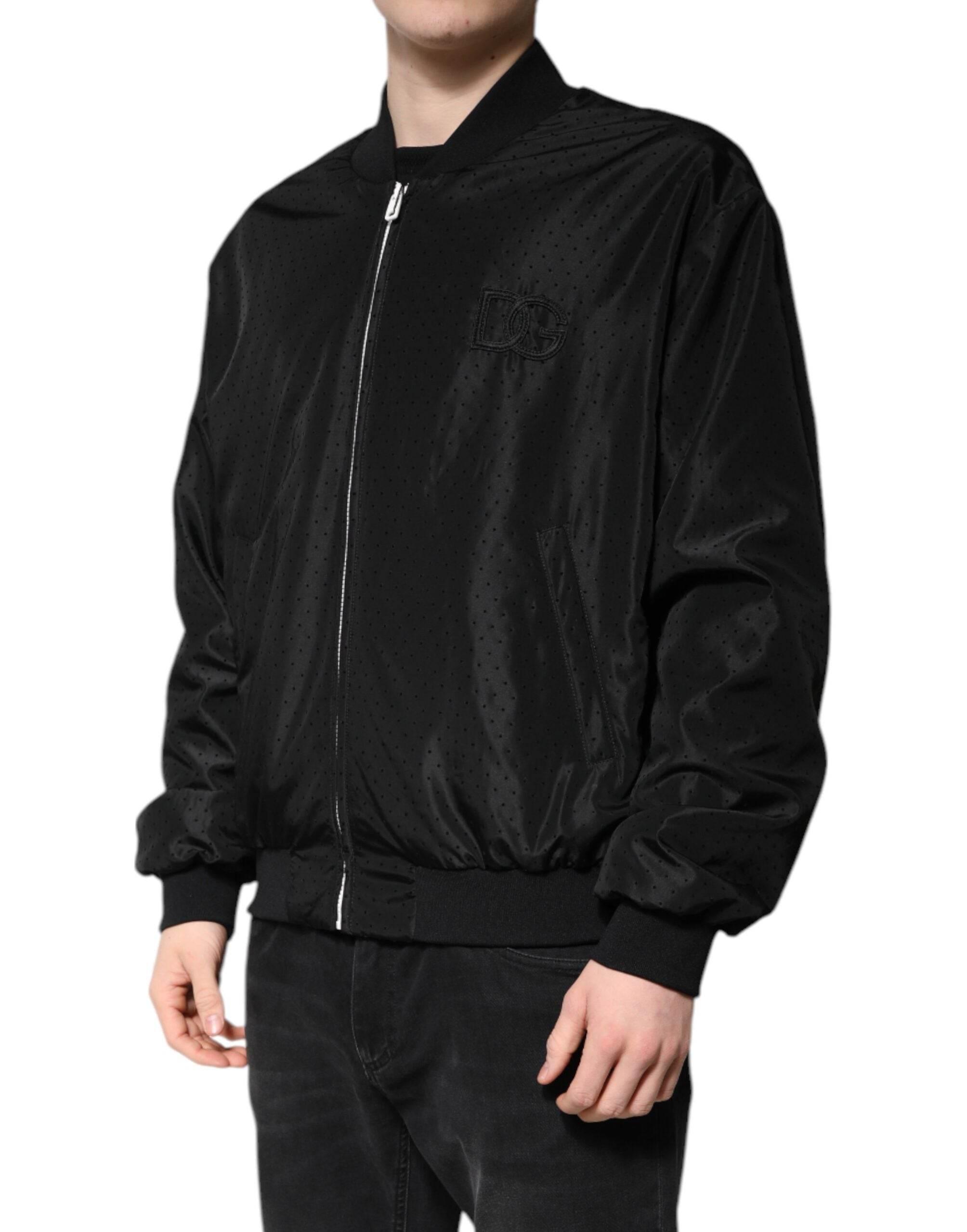 Dolce & Gabbana Black Long Sleeves Full Zip Bomber Jacket - Hilstor