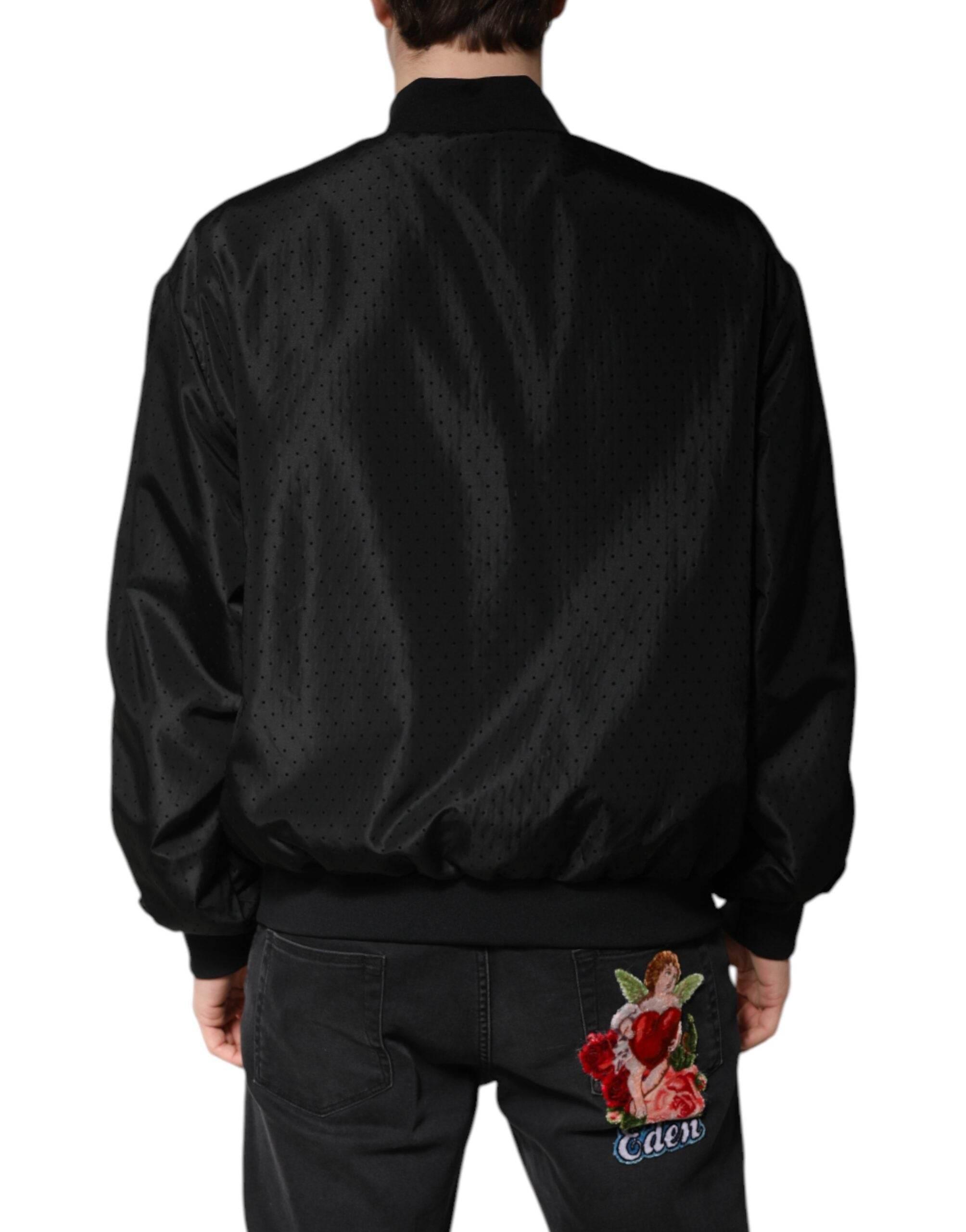 Dolce & Gabbana Black Long Sleeves Full Zip Bomber Jacket - Hilstor