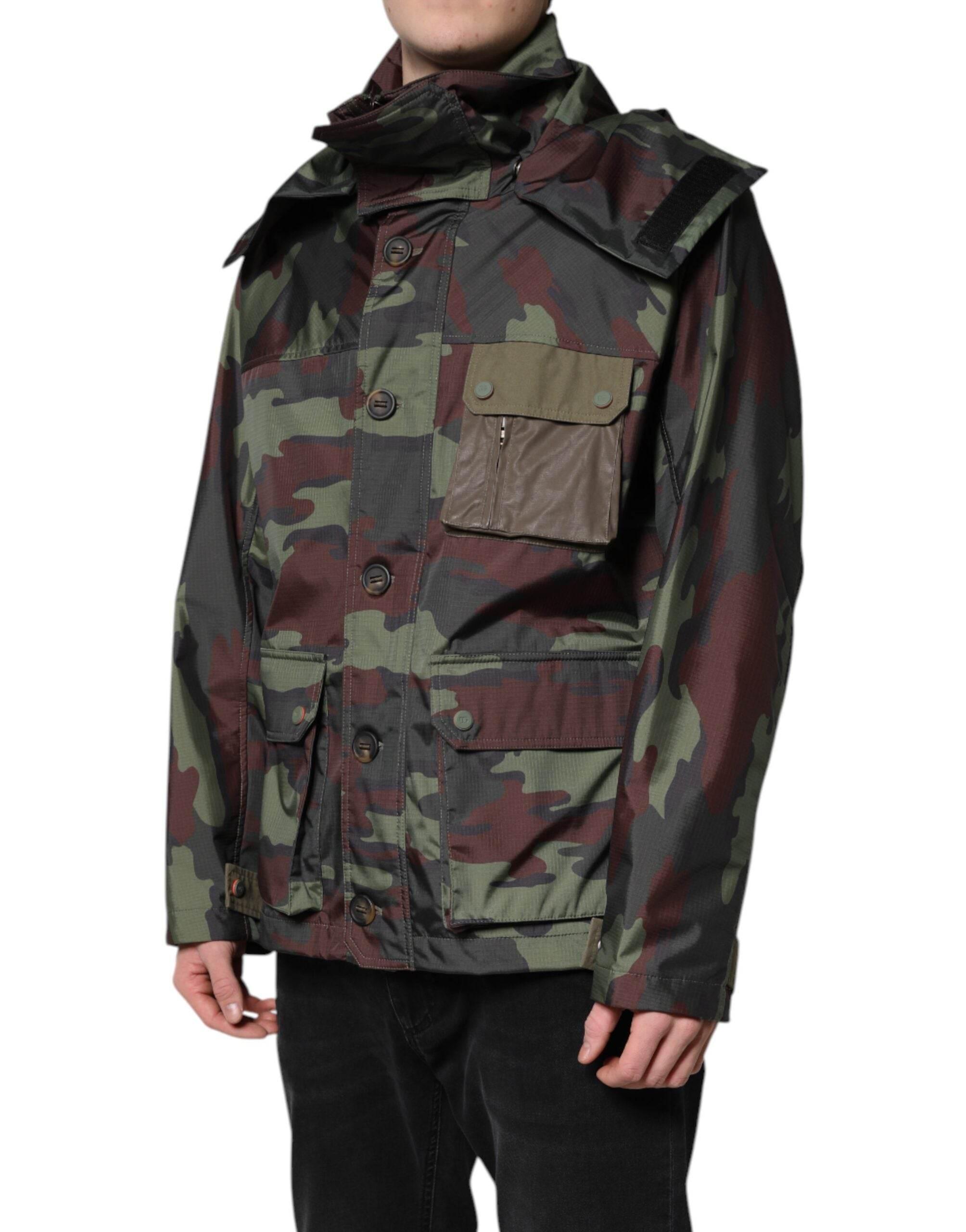 Dolce & Gabbana Multicolor Camouflage Button Hooded Jacket - Hilstor