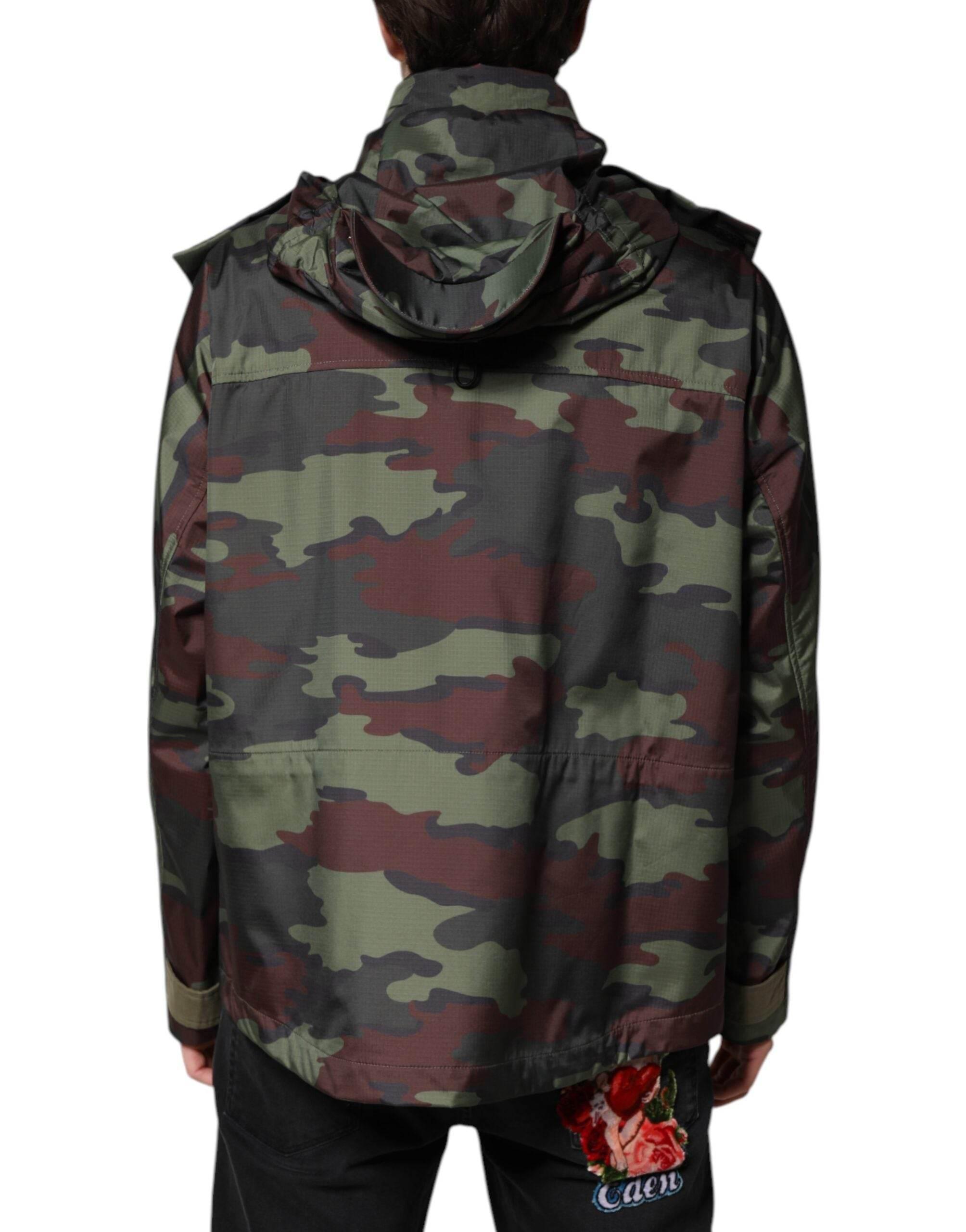 Dolce & Gabbana Multicolor Camouflage Button Hooded Jacket - Hilstor