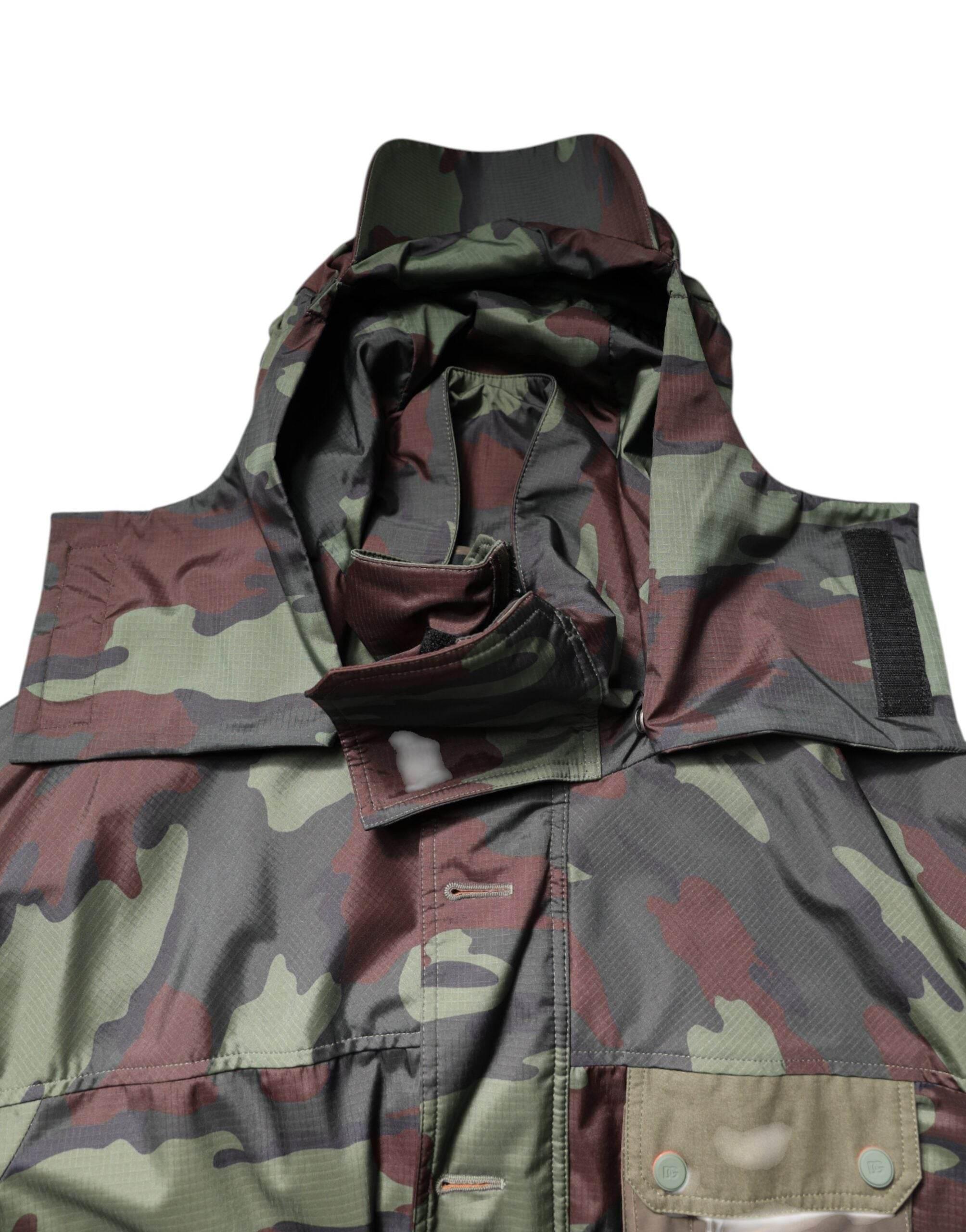 Dolce & Gabbana Multicolor Camouflage Button Hooded Jacket - Hilstor