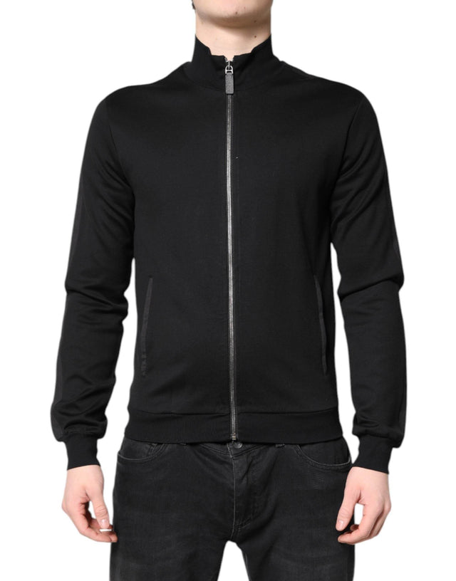 Dolce & Gabbana Black Cotton Logo Full Zip Men Bomber Jacket - Hilstor